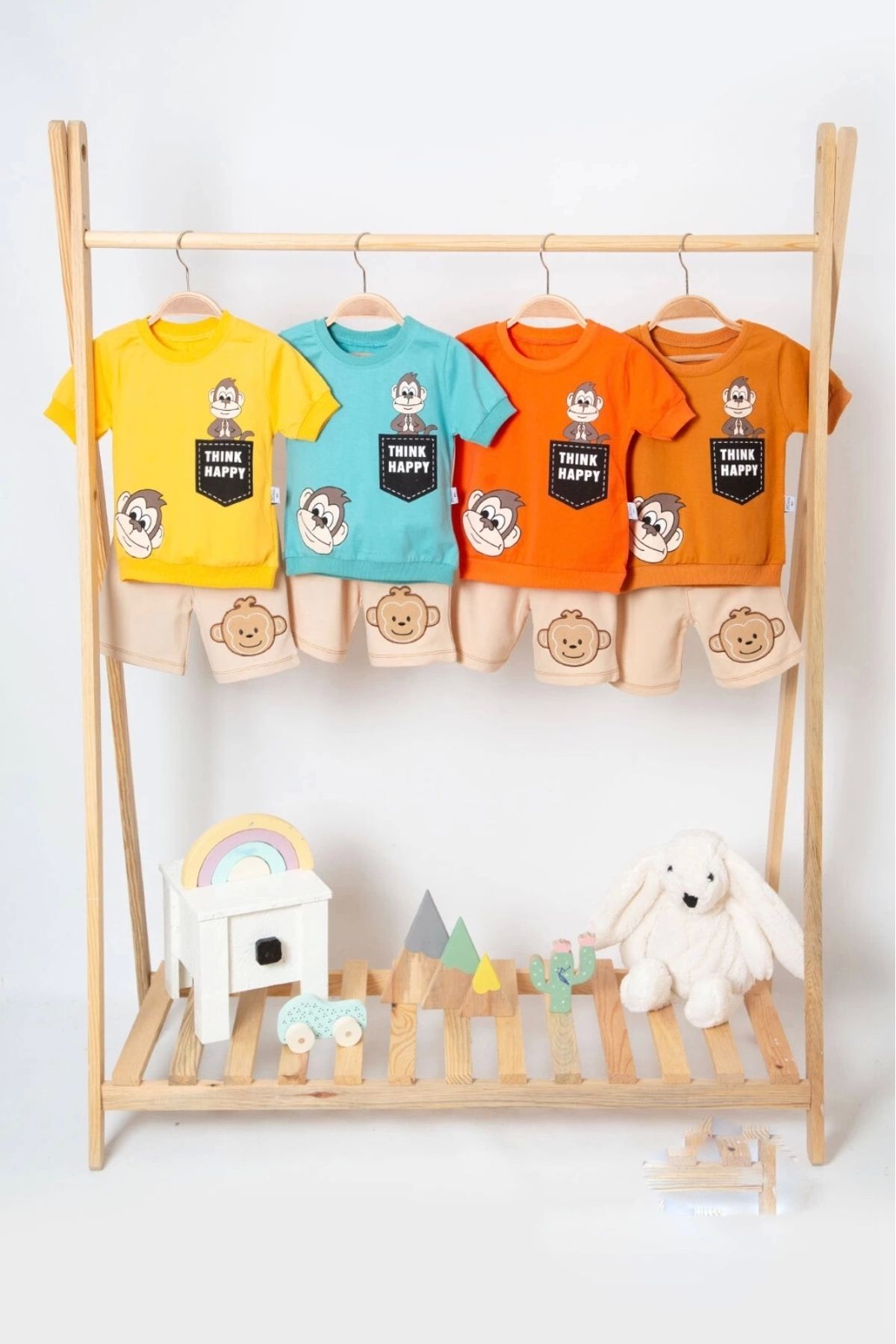 SümY-Monkey Patterned 2-Piece Baby Boy Set 2