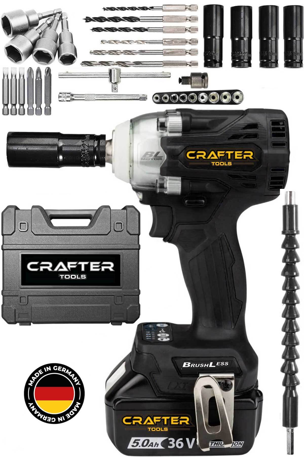 CRAFTERTOOLS Germany 450 Nm 36 Volt 5 Ah Şarjlı Torklu Somun Sıkma Bijon Sökme Kömürsüz Matkap