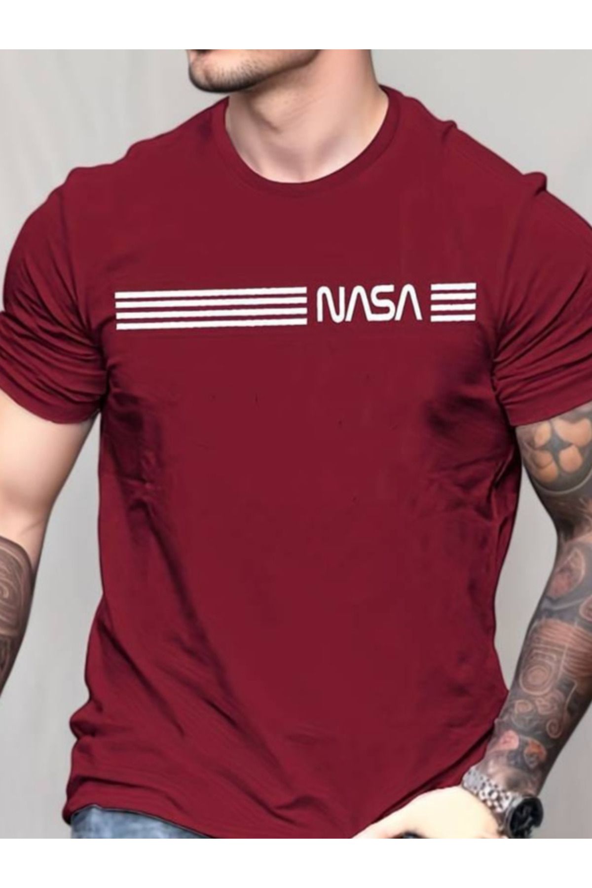 Albayrak Erkek Kısa Kollu Nasa Baskı Basic Erkek T-shirt