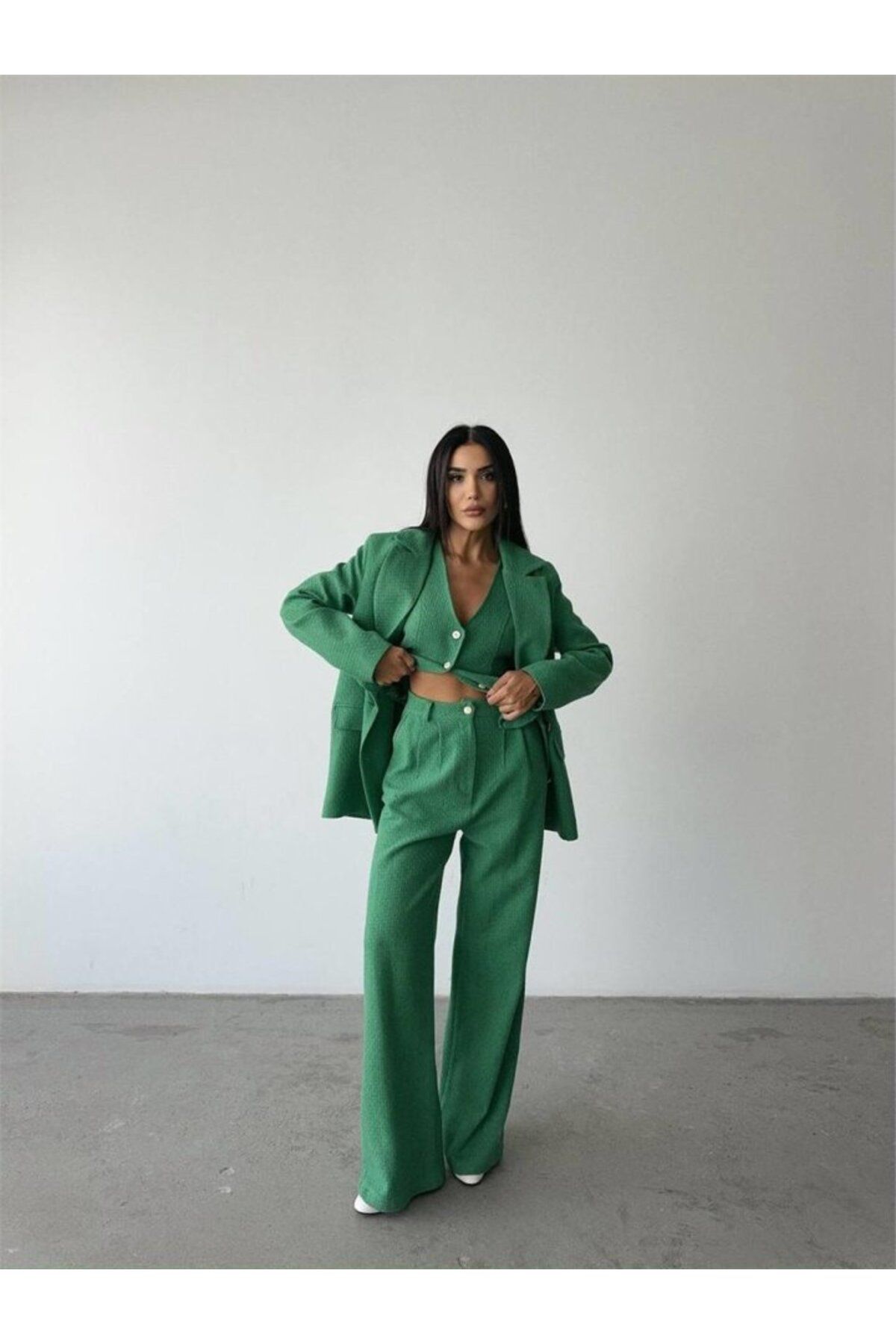 ASFSTORE YELEK-CEKET-PANTOLON TAKIM - Yeşil
