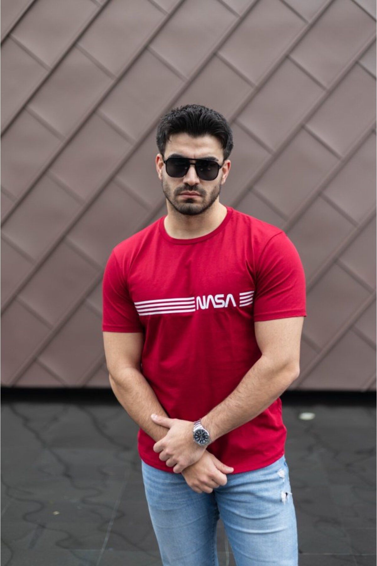 Albayrak Erkek Kısa Kollu Nasa Baskı Basic Erkek T-shirt