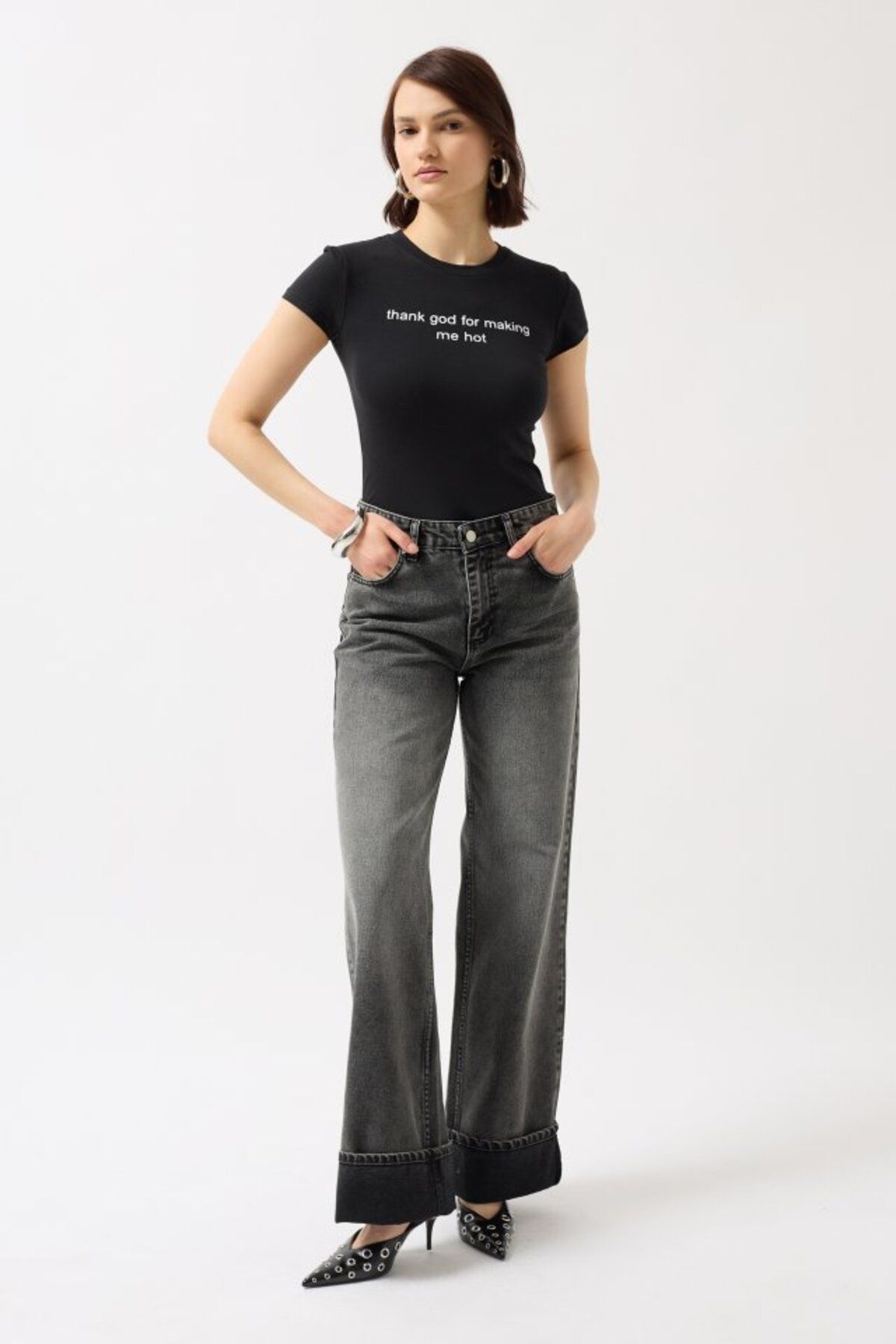 Albayrak Baskılı Likralı Crop T-Shirt