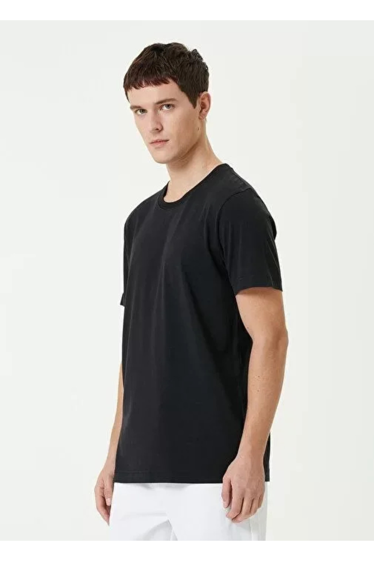 Unisex Basic Bisiklet Yaka Regular T-Shirt - Siyah