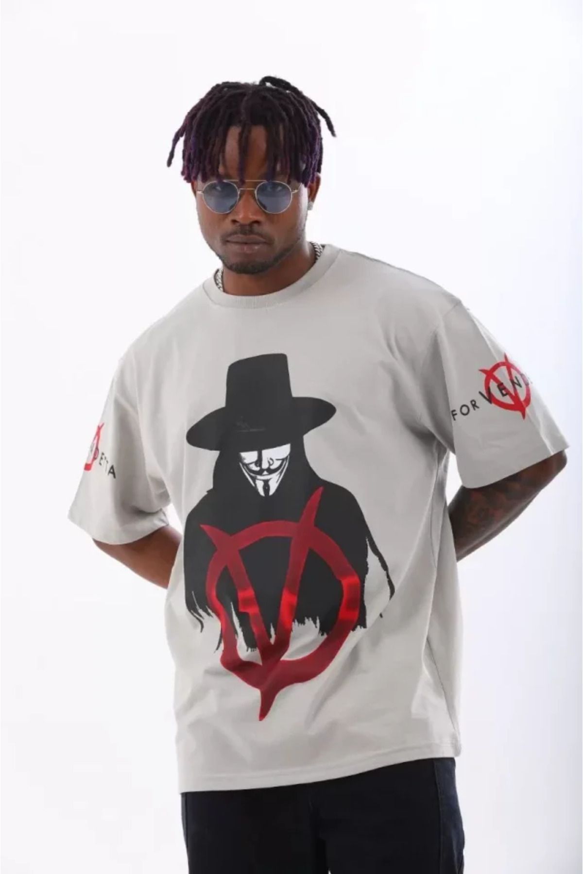 Albayrak Unisex Oversize Baskılı Bisiklet Yaka T-Shirt - Gri
