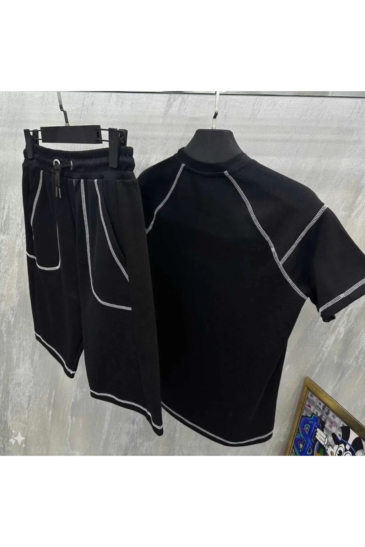 Albayrak Unisex Karoyaka Dikişli Şortlu Takım - Siyah