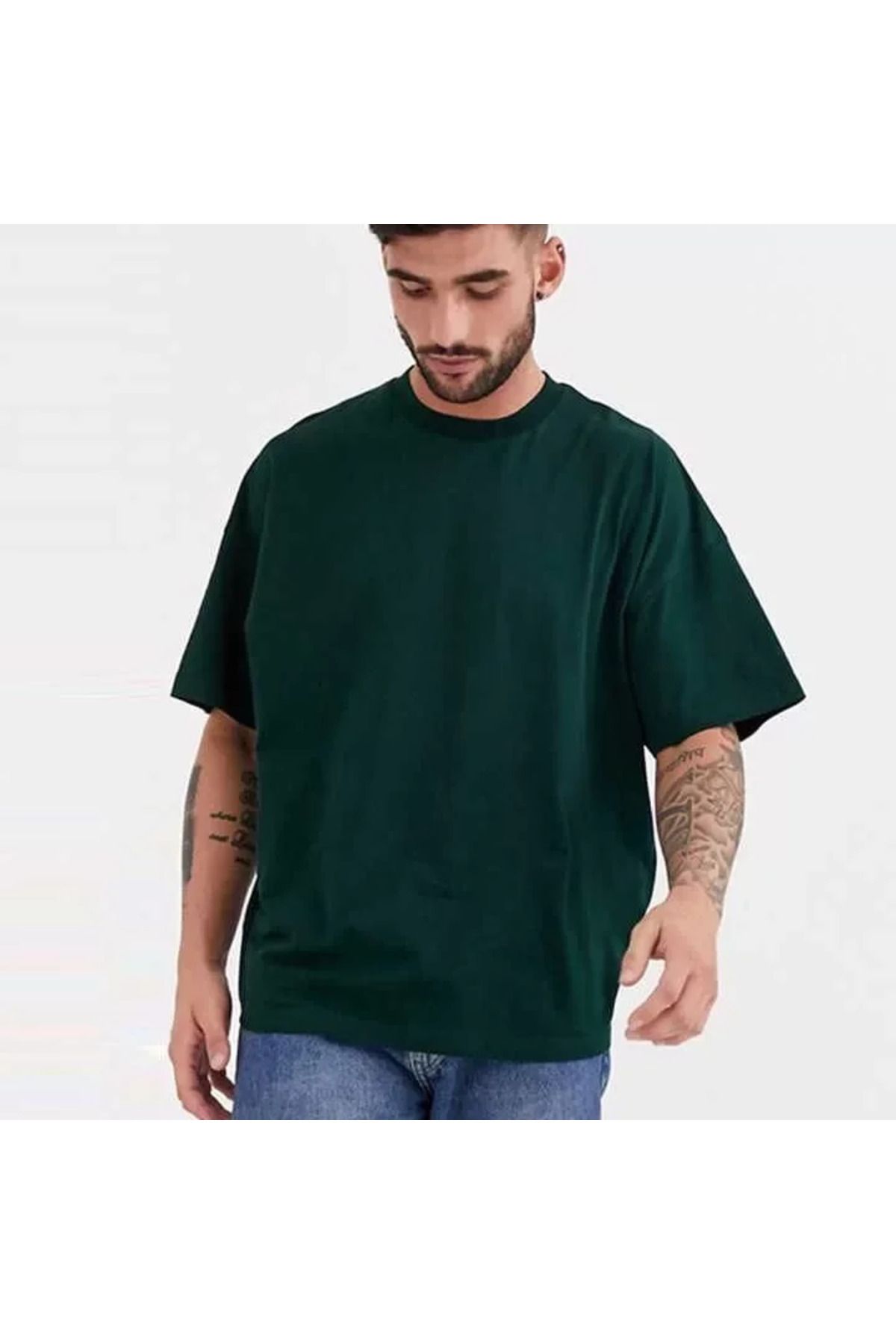 Asap Unisex Basic Bisiklet Yaka Oversize T-Shirt - Haki