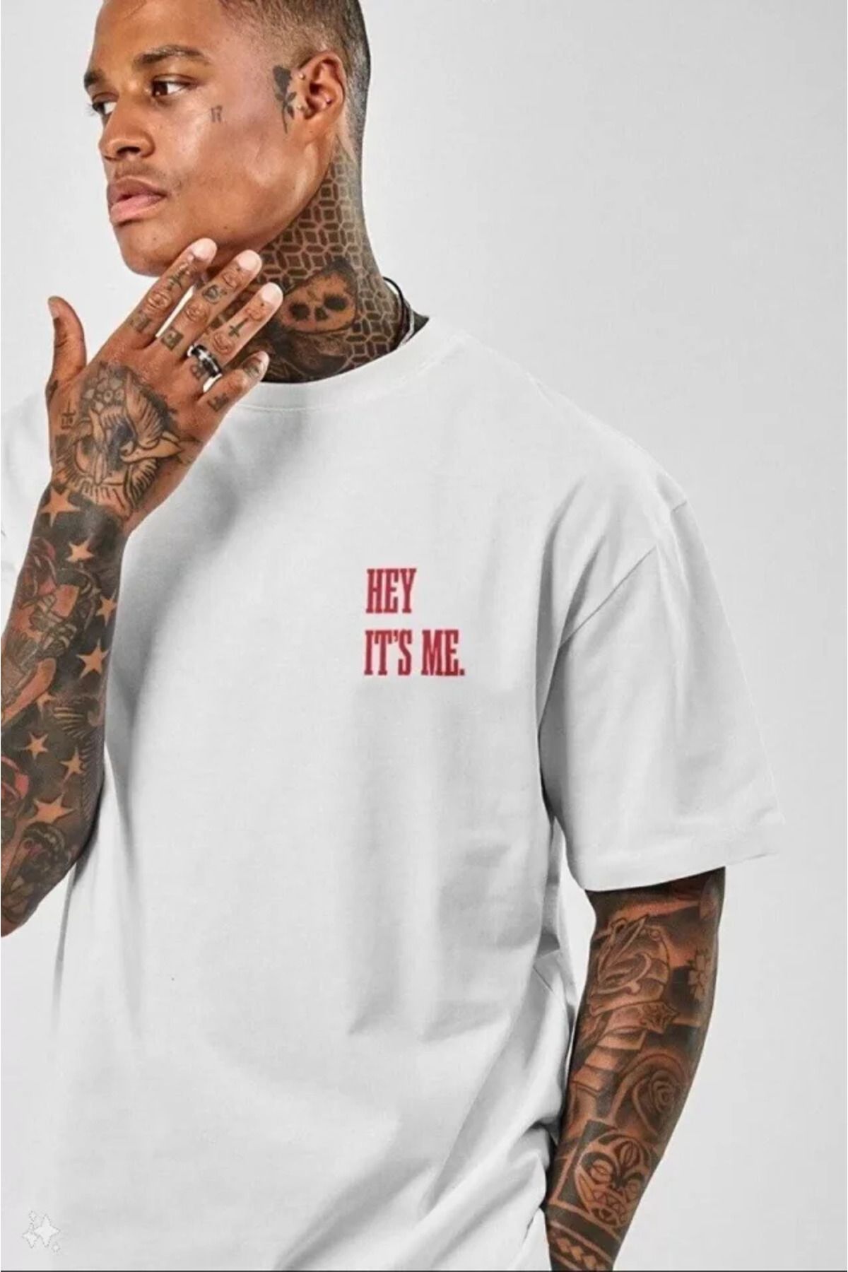 HobiDünyasıElif Unisex Baskılı Oversize T-Shirt - Beyaz