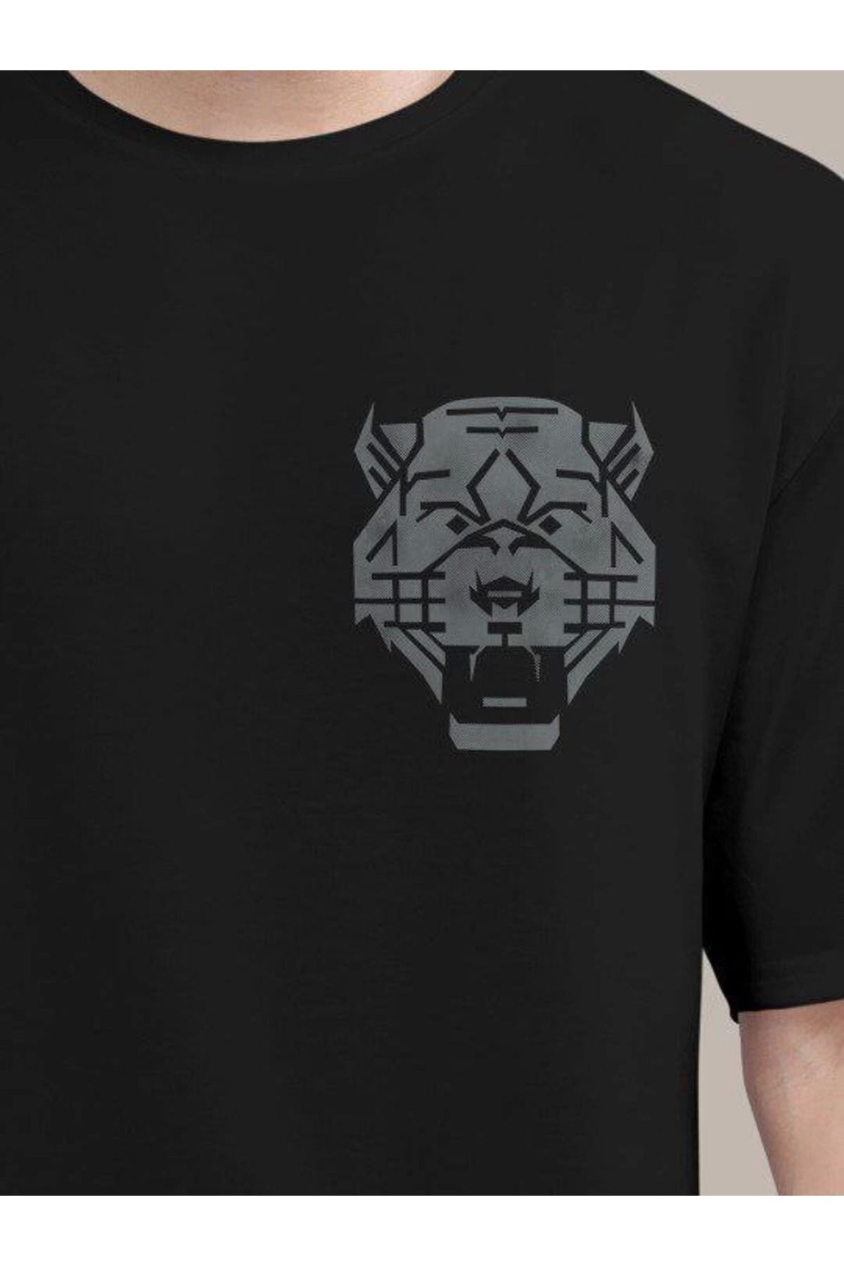 Asap Erkek Baskılı Oversize T-shirt - Siyah