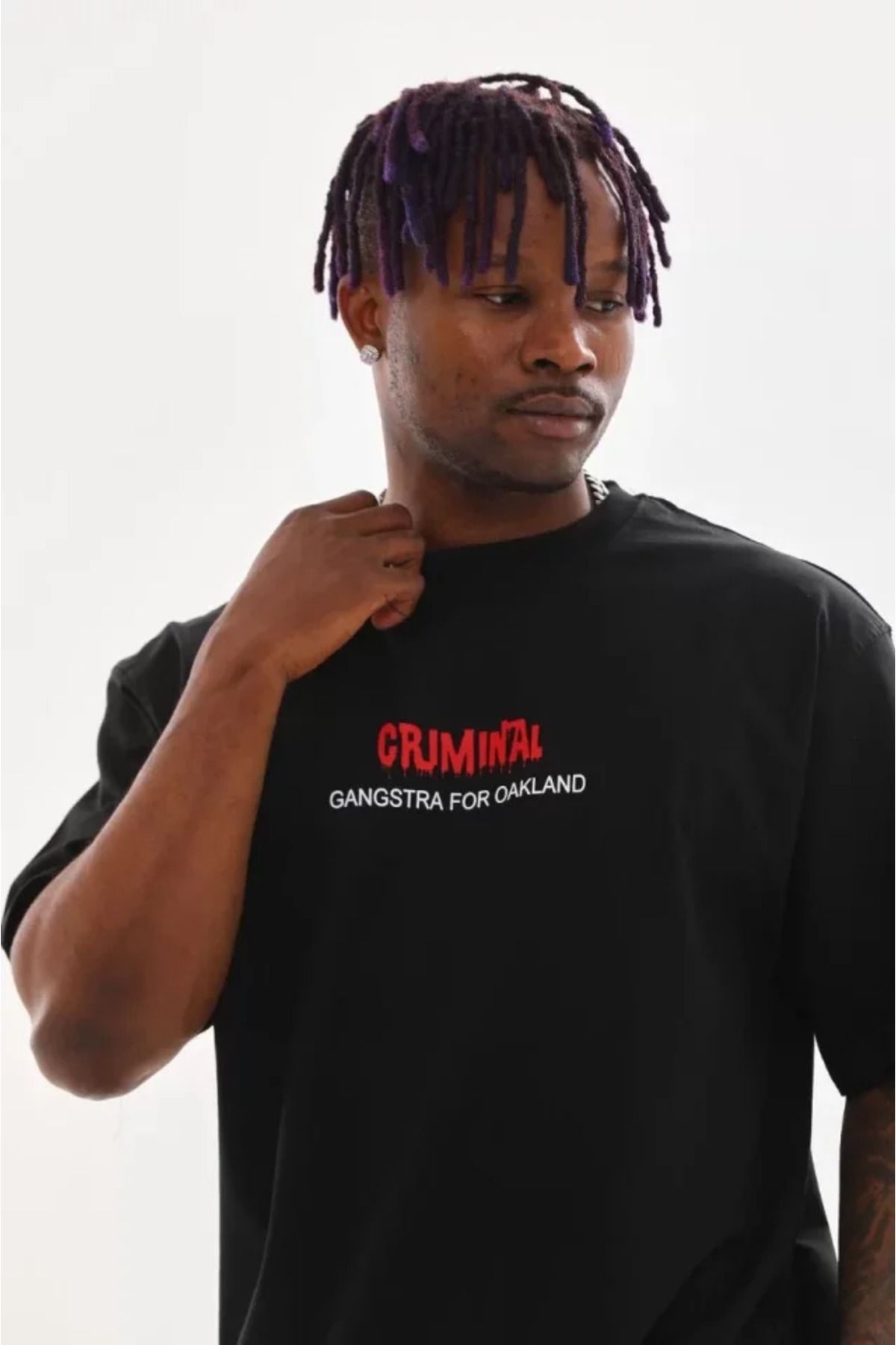 NİDAM BUTİK Unisex Baskılı Oversize T-Shirt - Siyah