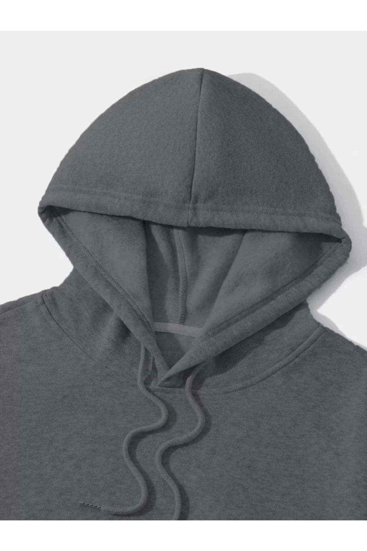 Albayrak Erkek Düz Kapüşonlu Sweat - Füme