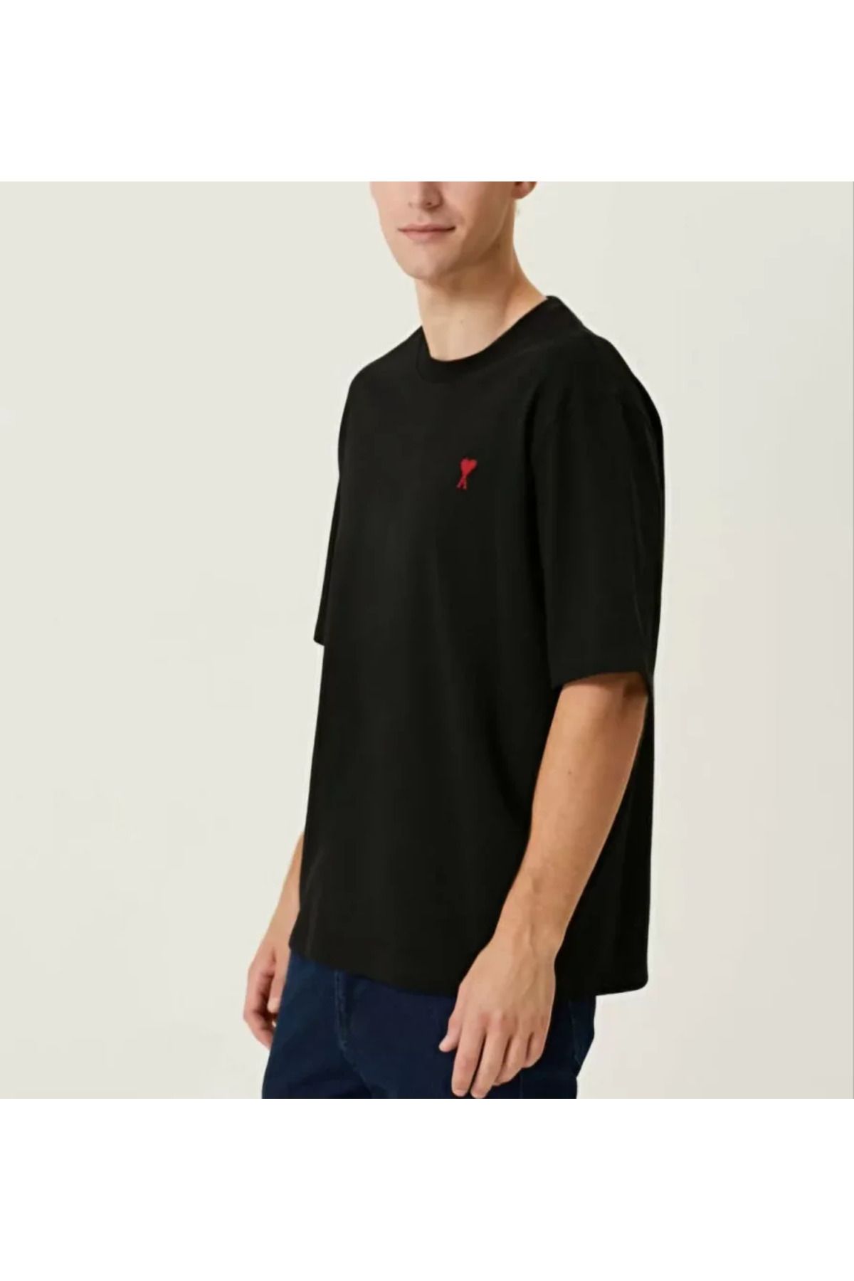 MODAVERA Unisex Bisiklet Yaka Baskılı Oversize T-Shirt - Siyah