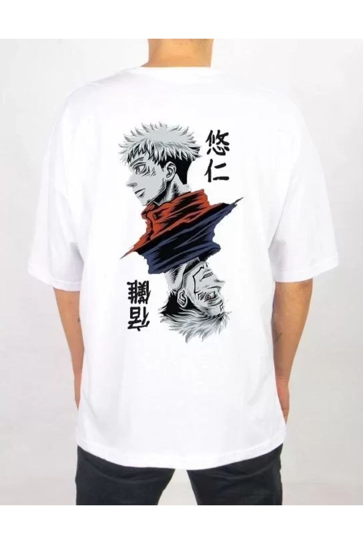 Albayrak Unisex Bisiklet Yaka Baskılı Oversize T-Shirt - Beyaz