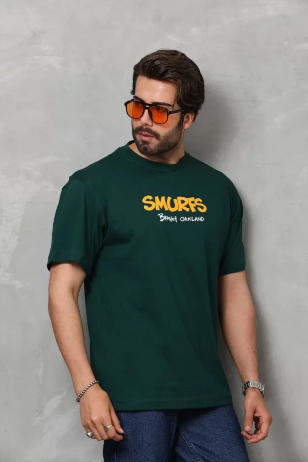 Albayrak Unisex Basic Bisiklet Yaka Oversize T-Shirt - Yeşil