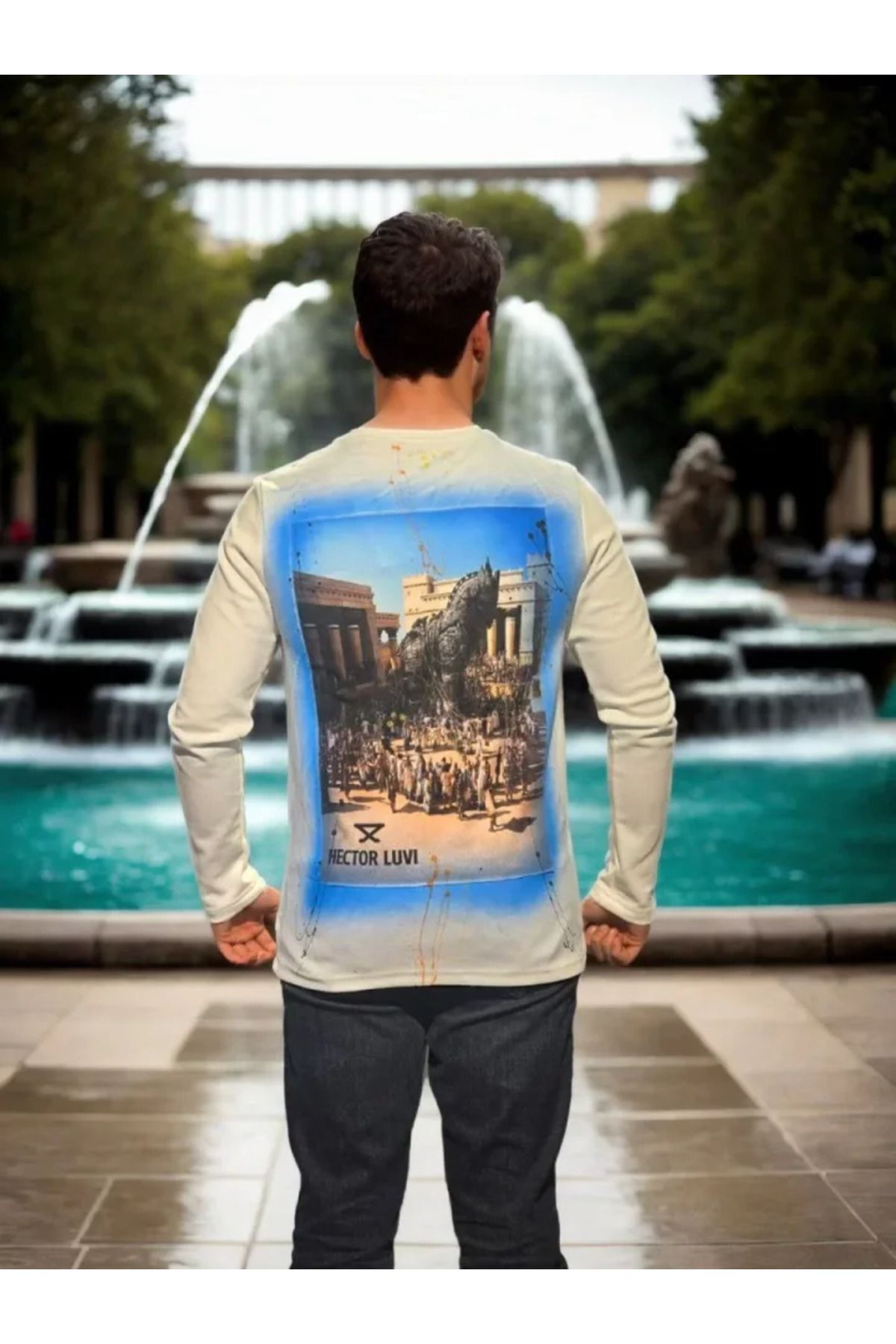 Albayrak Unisex Bisiklet Yaka Uzun Kollu T-Shirt - Beyaz