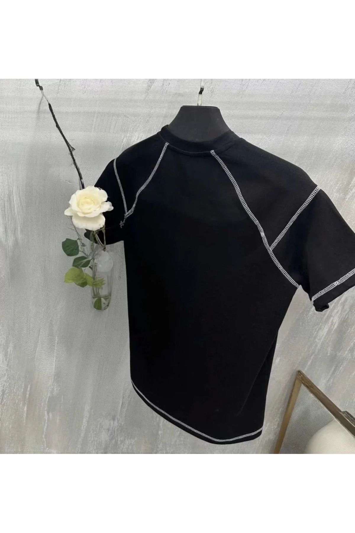 Albayrak Unisex Karoyaka Dikişli Oversize T-Shirt - Siyah
