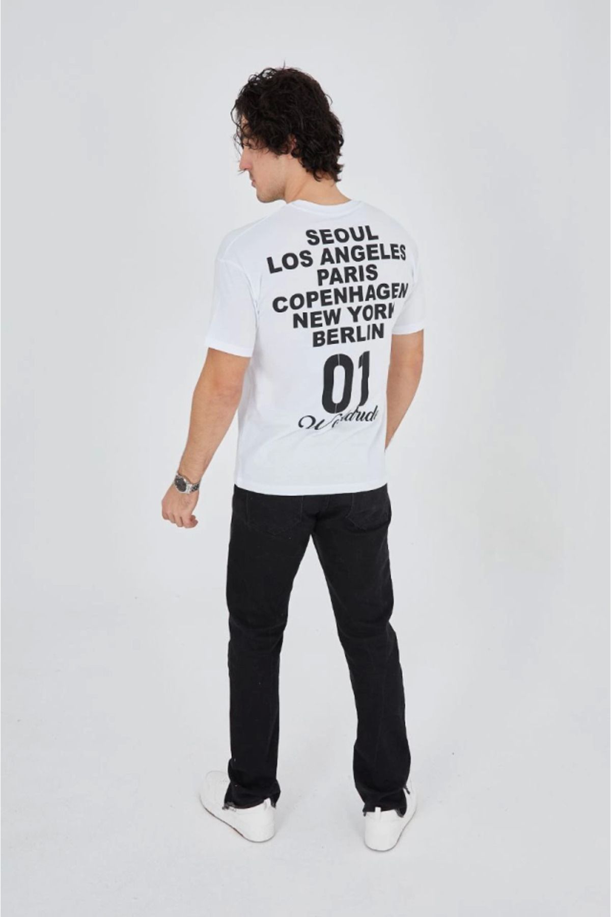 JANES-Men's Crew Neck Printed T-Shirt - White 4