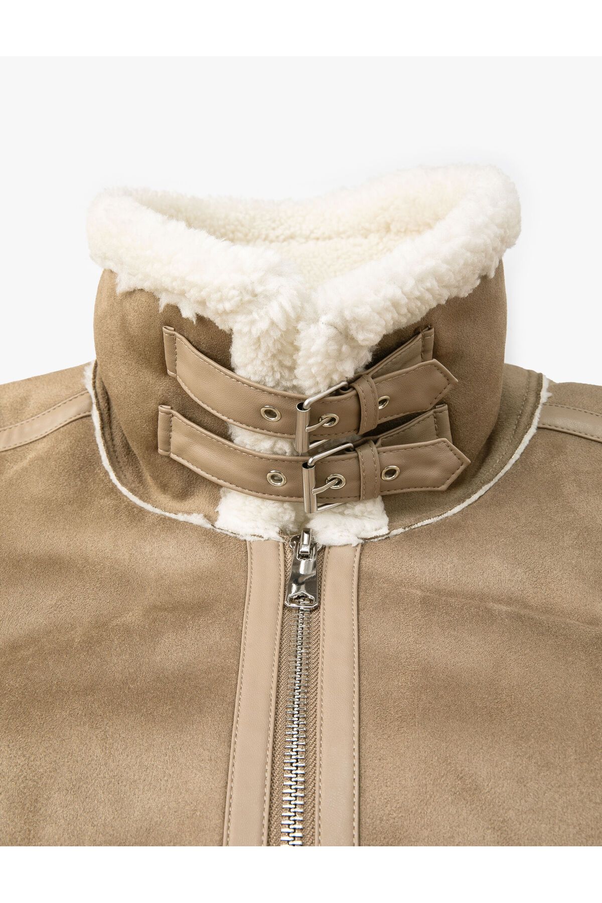 Koton-Suede Look Jacket Inside with Plush Pocket Detail and Zipper 8