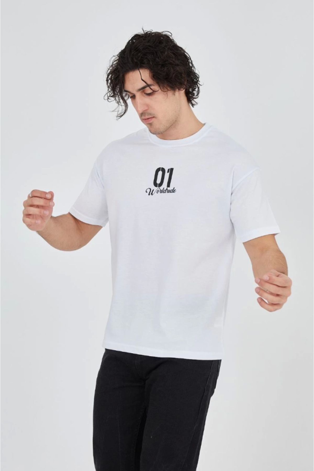 JANES-Men's Crew Neck Printed T-Shirt - White 2