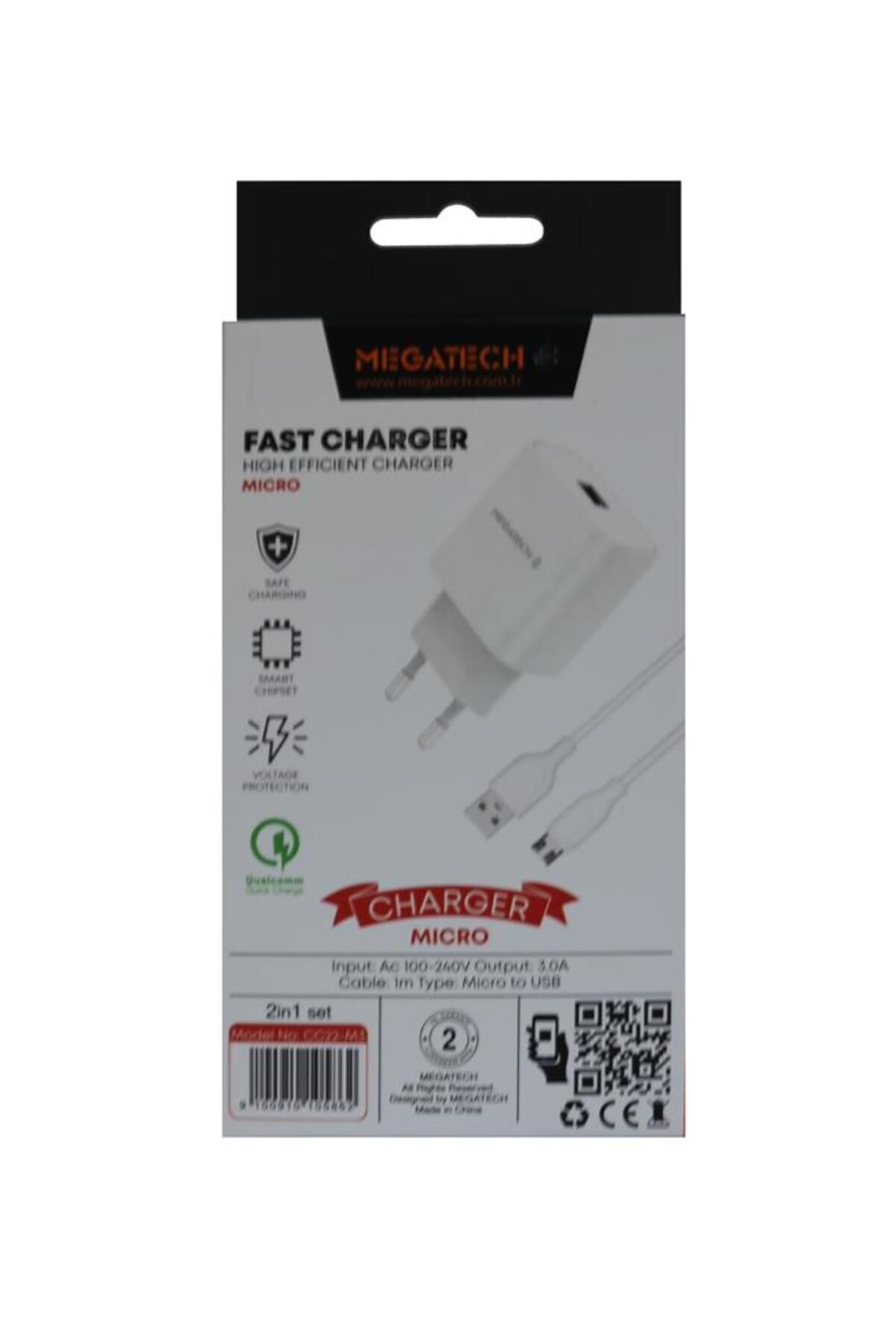 Vobotek Teknoloji Megatech CC01 (CC22-M3 ) 2in1 5v-3.0 Ev Şarj+ Micro Kablo Hızlı Şarj