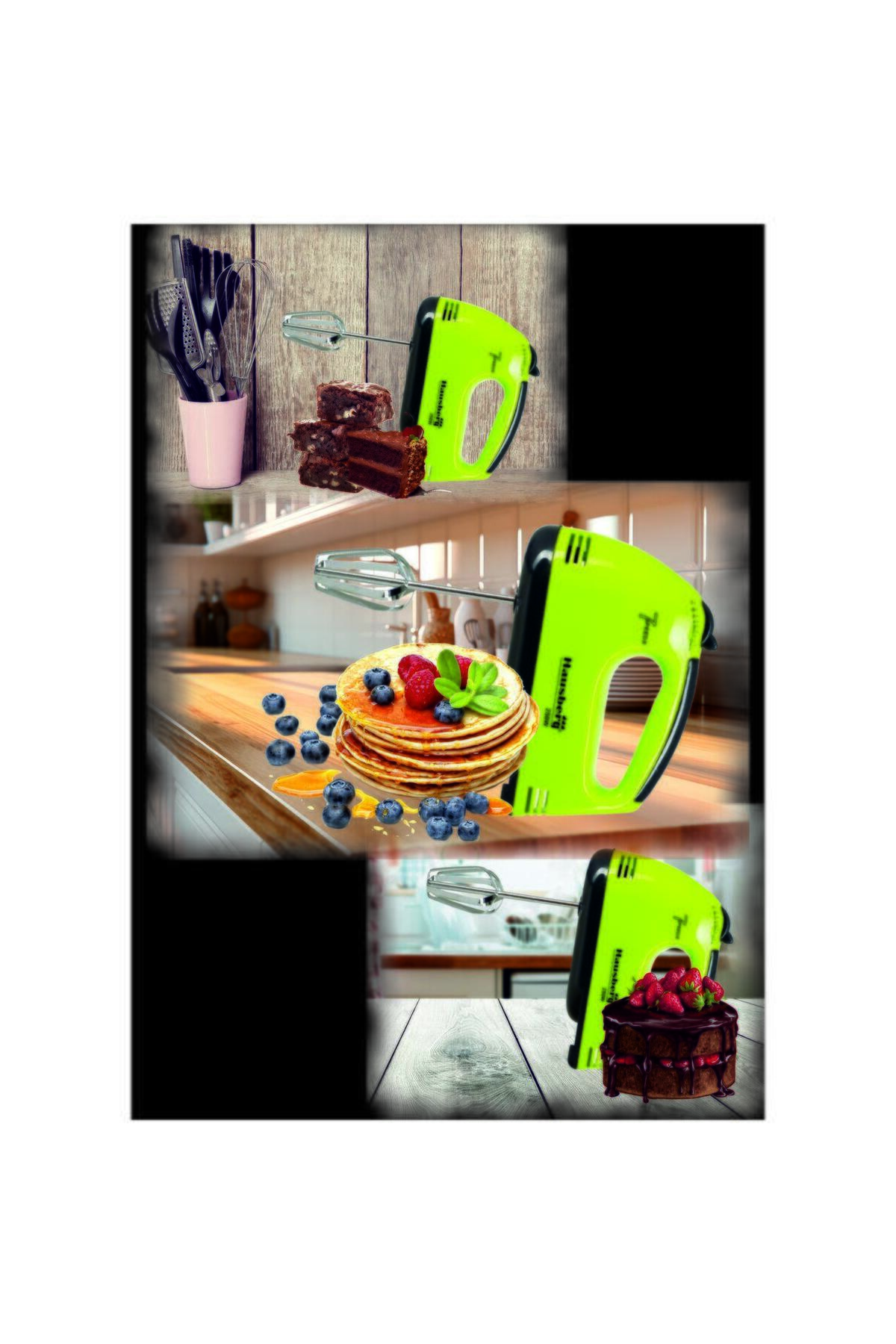 Hausberg-Mixer de mana, HB-4112VR, Alb/Verde, 250 W, 7 viteze 7