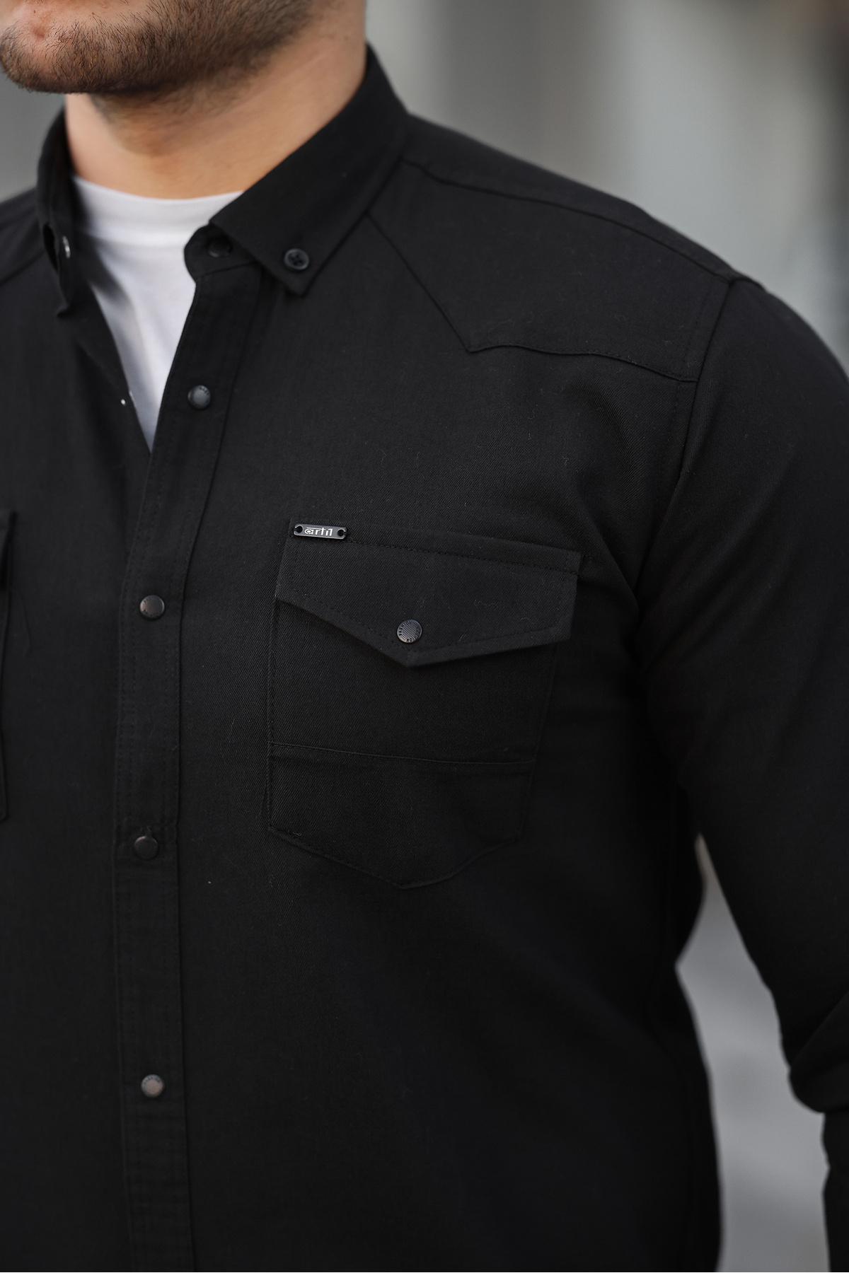 Artı1-Slim Fit Ανδρικό τζιν πουκάμισο Slim Fit 5
