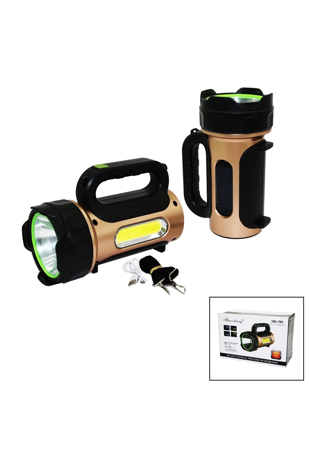 shopwave 10W - SOLAR - USB ŞARJLI 2IN1 EL FENERİ RENKLİ FONKSİYONEL SMD LED (5047)