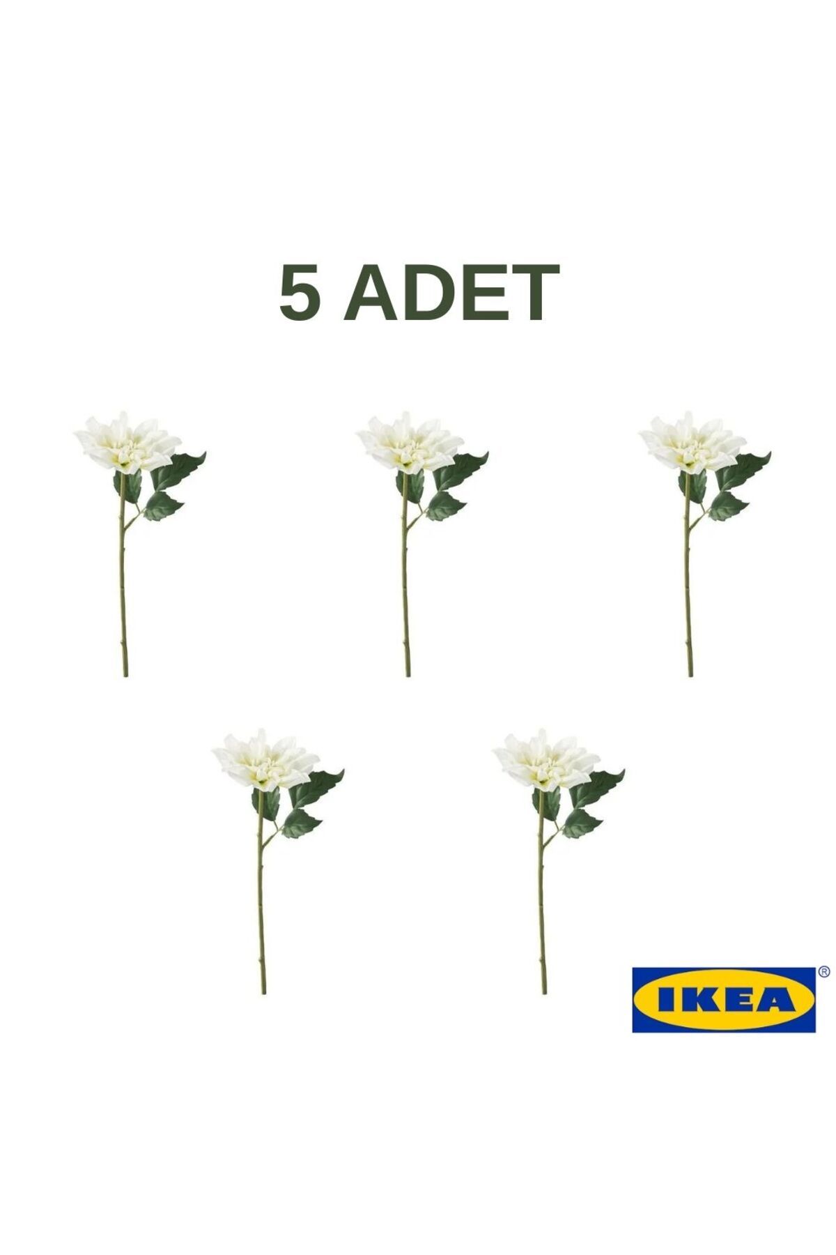 IKEA SMYCKA yapay çiçek, beyaz, 30 cm, Yıldız çiçeği, iç/dış mekan, yapay bitki, 5 ADET