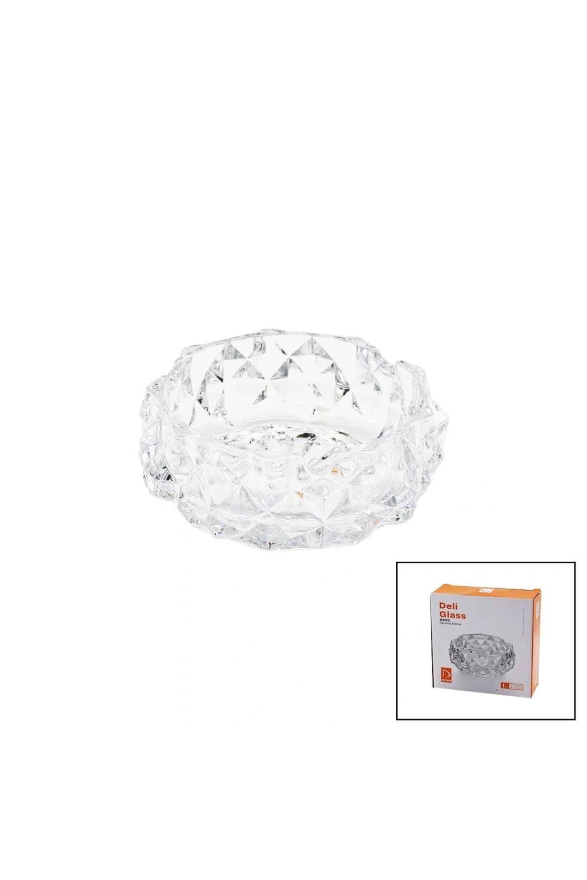 shopwave BÜYÜK CAM - DIAMOND KRİSTAL ŞEKİL YUVARLAK KÜLLÜK ÇAP: 12.8CM - D: 5.2CM (5047)