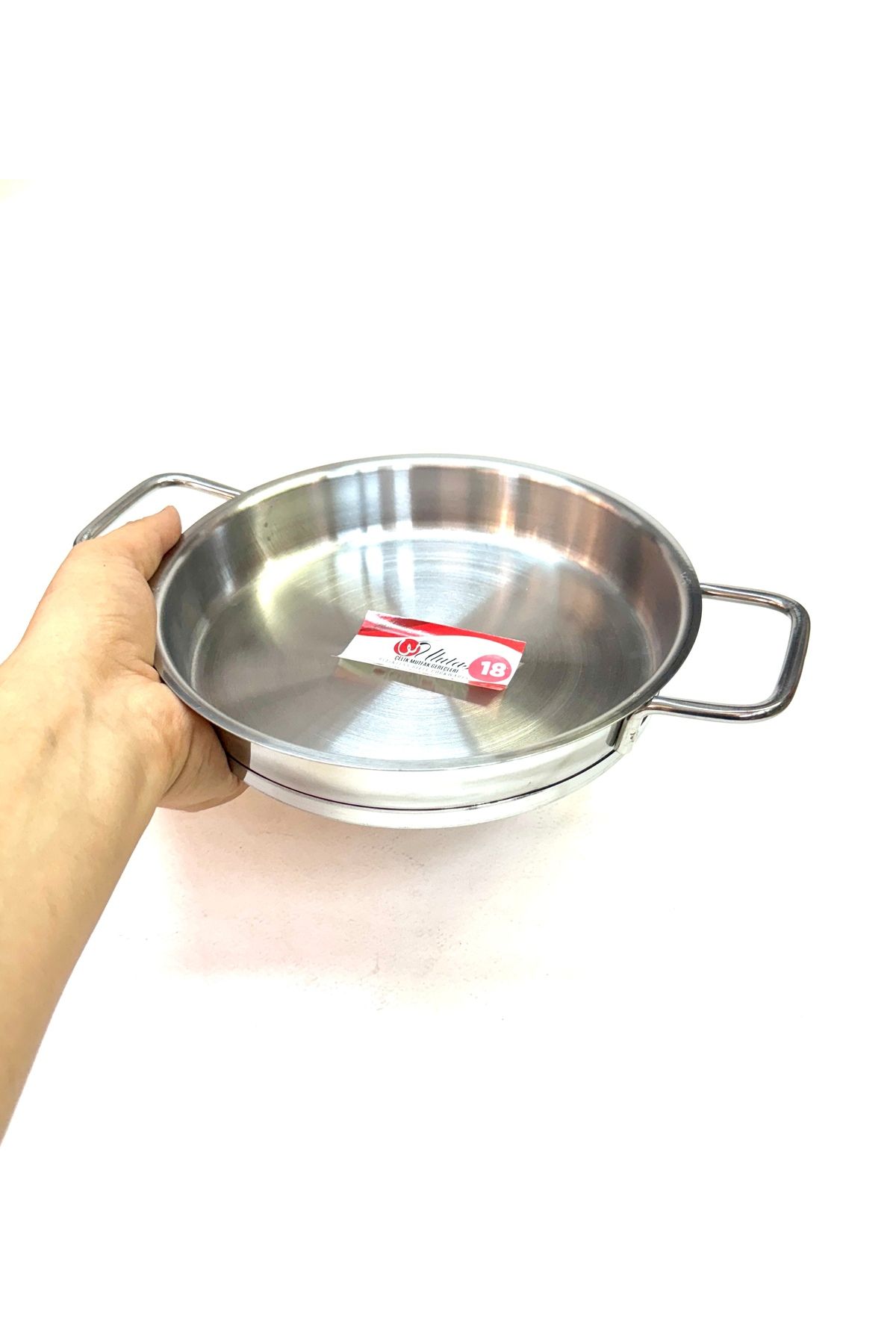 TRENDBULL Paslanmaz Çelik Yapıştırmaz Kalın Taban Dik Yumurta Sahanı 18 Cm