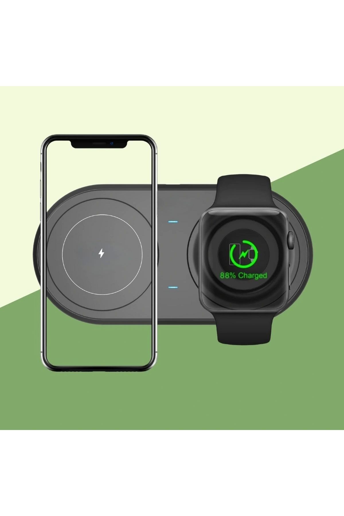 shopwave 2si 1arada Kablosuz Saat,Kulaklık ve Telefon Hızlı Şarj Etme Aparatı (5047)