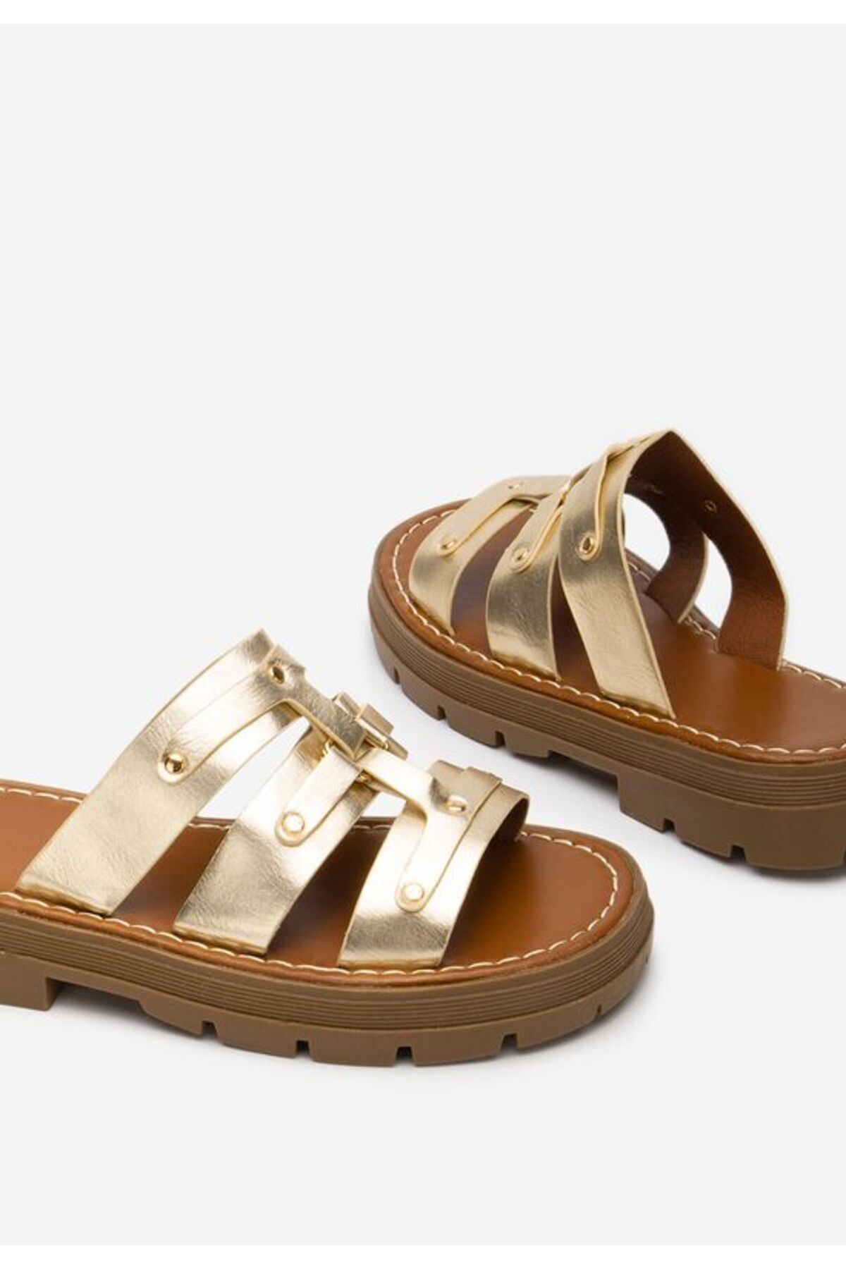B T Shoes-Women's gold Cameia slippers 5