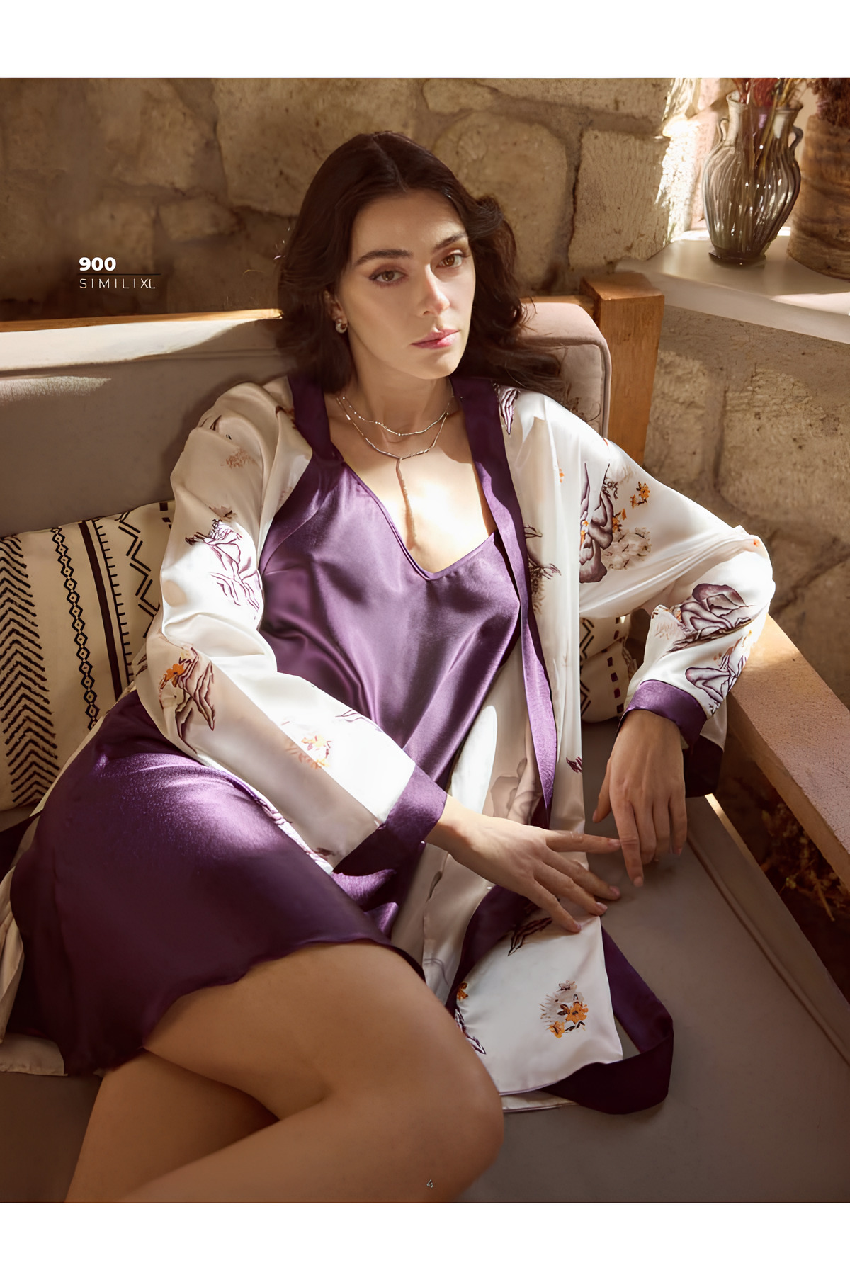 NightLove Kadın Kısa İkili Gecelik Takımı 900 Moongirl