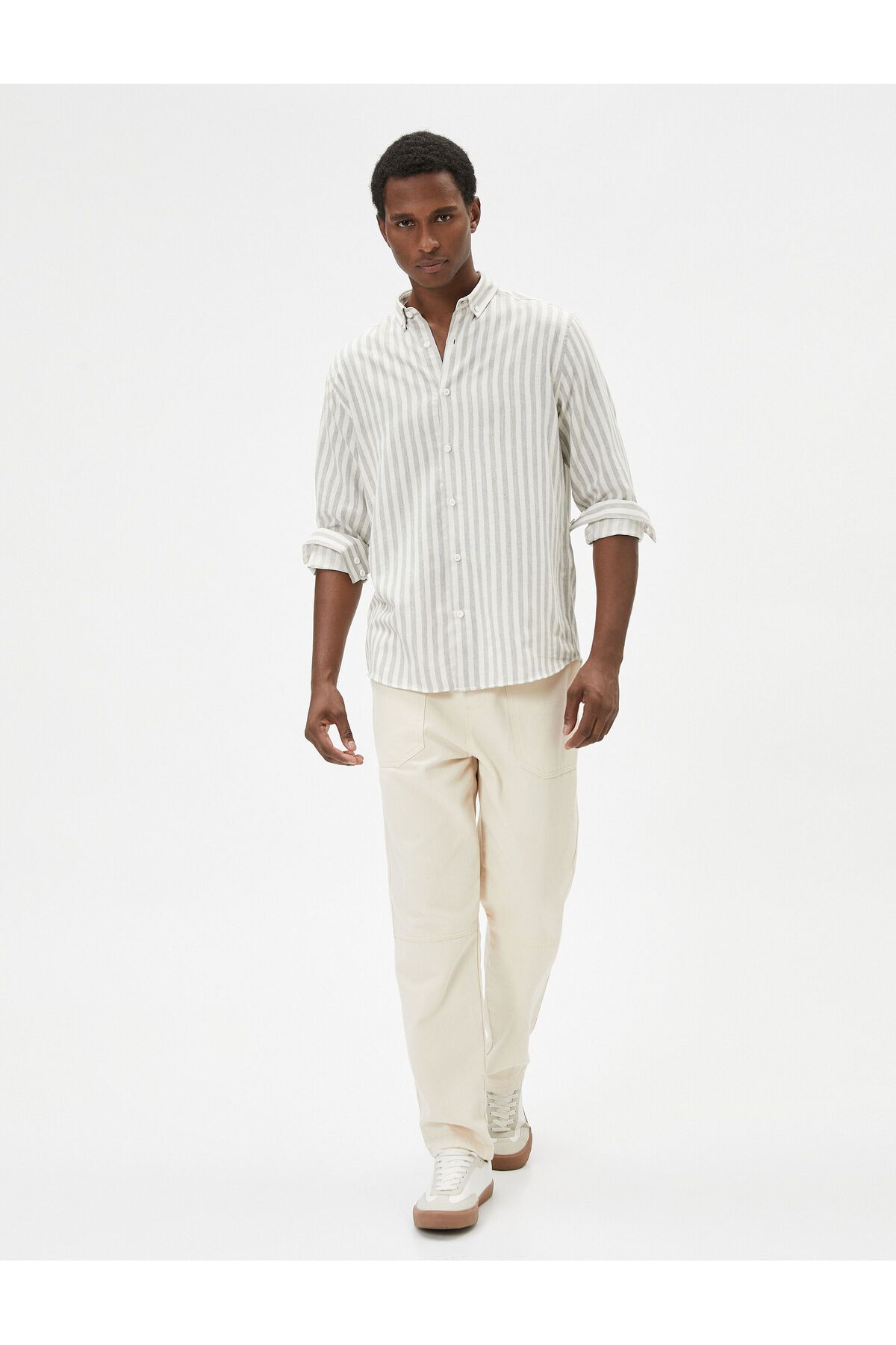 Koton-Slim Fit Shirt Classic Collar Buttoned Long Sleeve 2