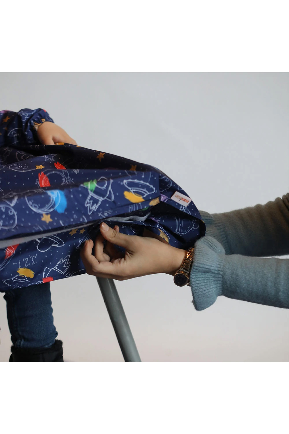 mammam always by your side Minik Astronotlar Mama Sandalyesi Önlüğü, Su Geçirmez, Leke Tutmaz, 6-30ay fotoğrafı 5 (önizleme)