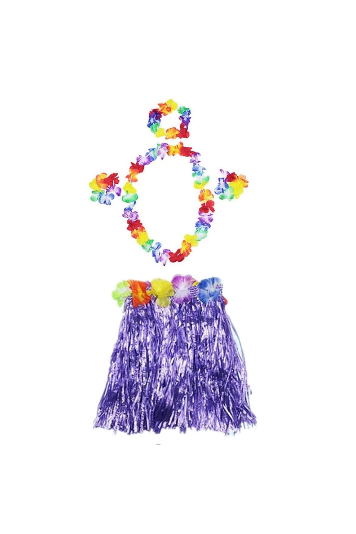 Narnuga Luau Aloha Hawaii Kolye Etek Taç Ve Bileklik Seti Mor - MCT4720-7553