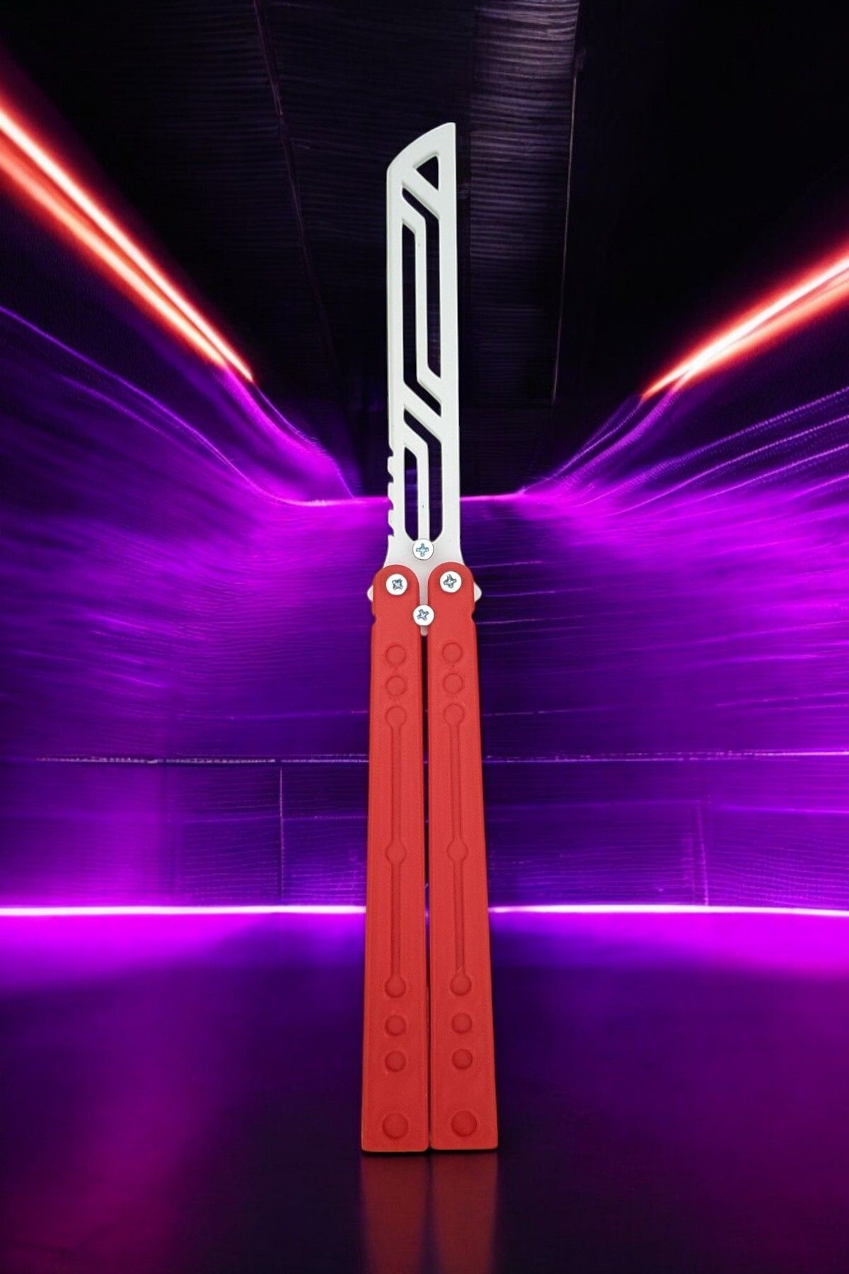 Vaiflagy Store Kelebek Antrenman Alıştırma Bıçağı – Plastik Butterfly Knife (Kırmızı ve Beyaz)