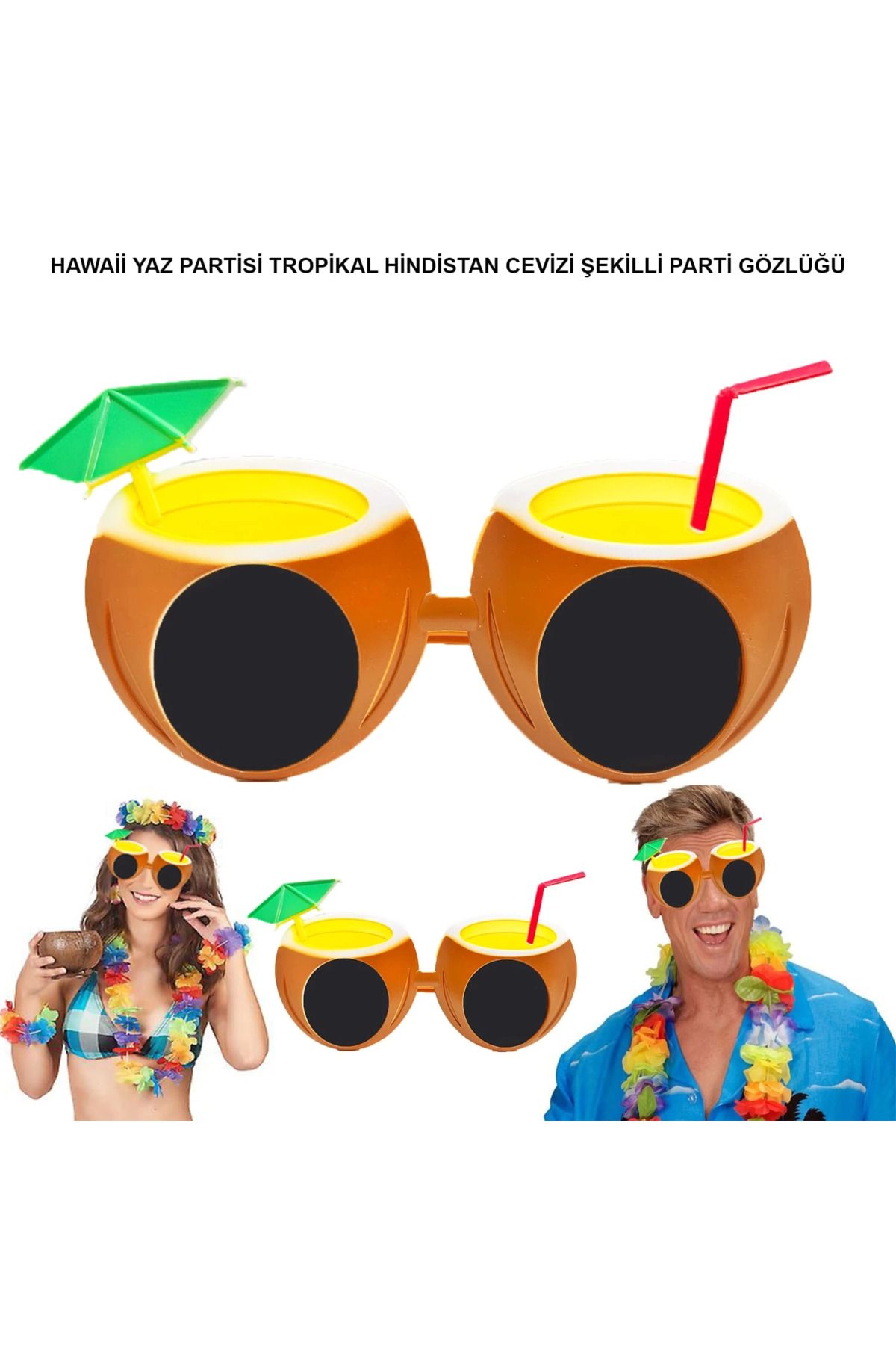 Narnuga Hindistan Cevizi Tropikal Hawaii Yaza Merhaba Parti Gözlüğü - MCT5261-9828