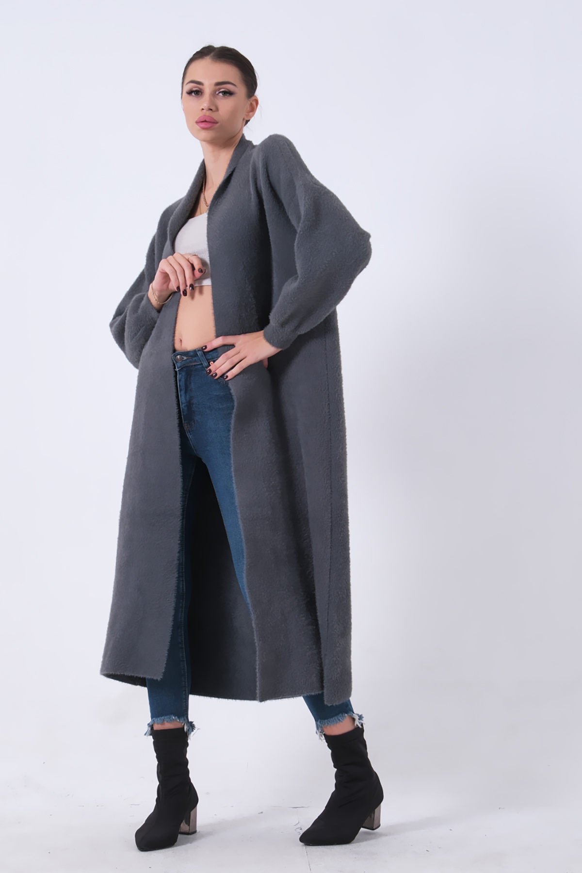Feminist-Long Knitwear Cardigan Anthracite Model: 46892476 6
