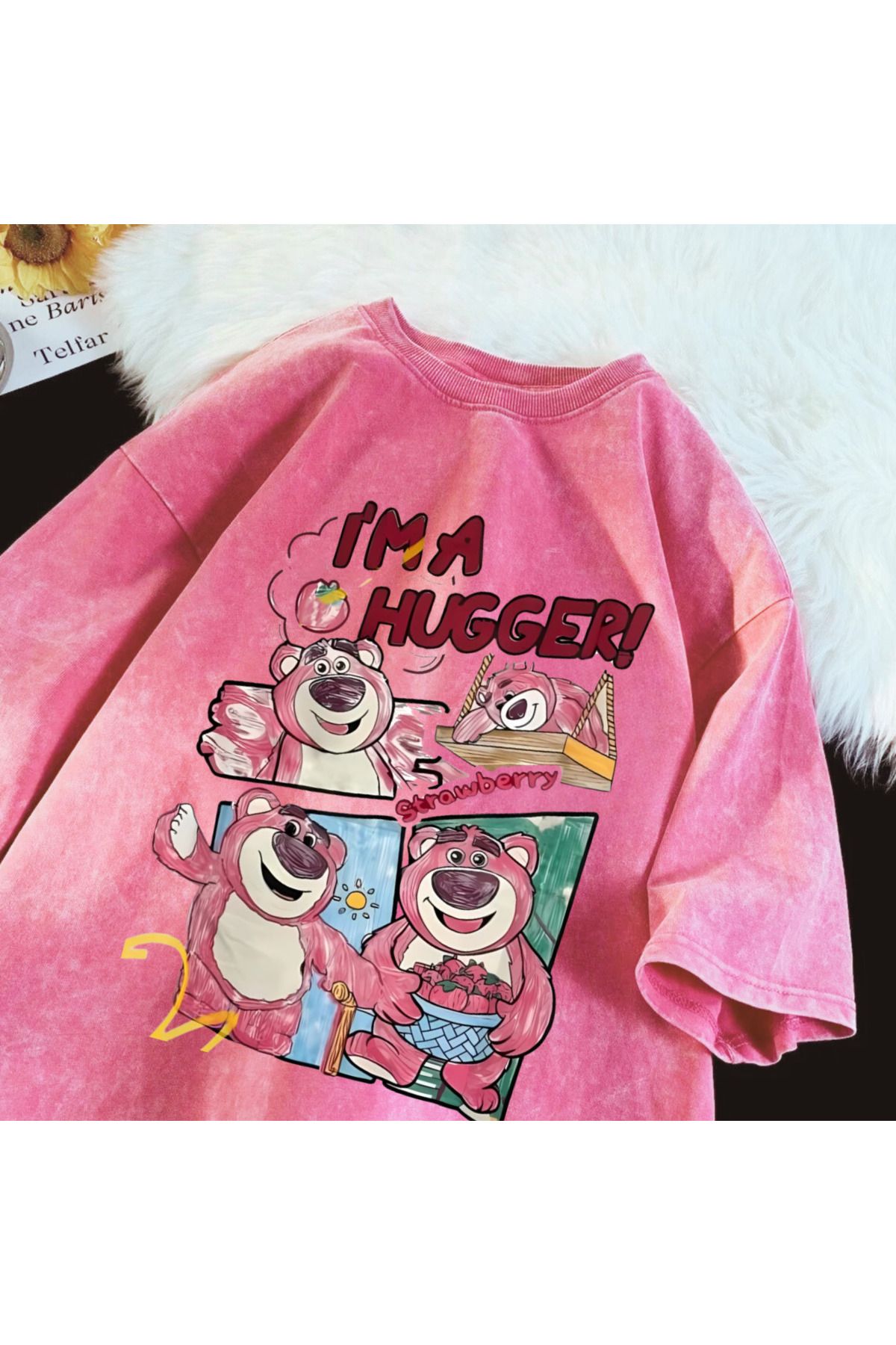 Touz Moda Paylaş Yıkamalı I'm Hugger Oversize Vintage T-shirt