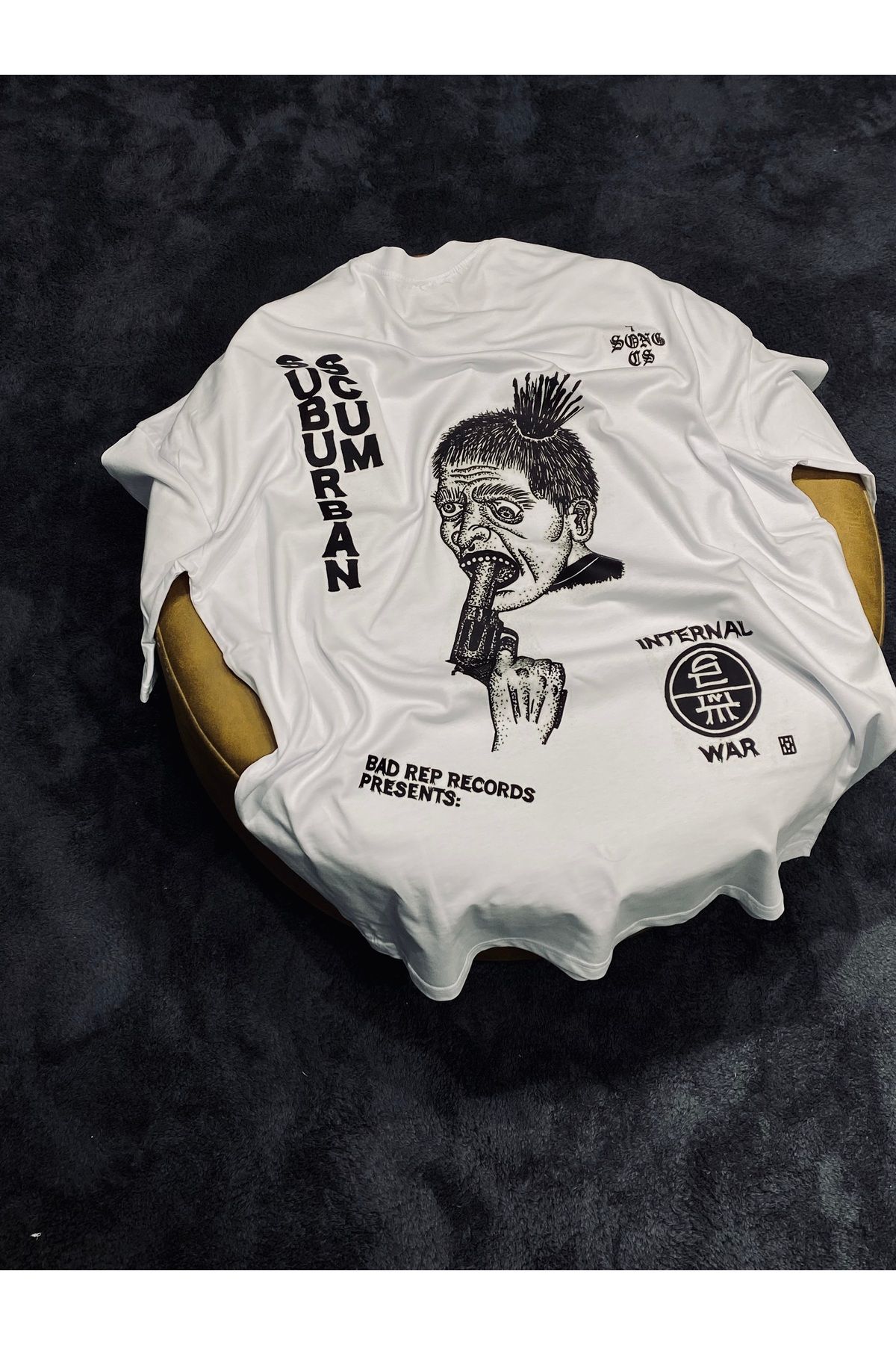 Spark Collection Suburban Scum %100 Pamuklu Relax Kalıp Bisiklet Yaka Beyaz Tshirt