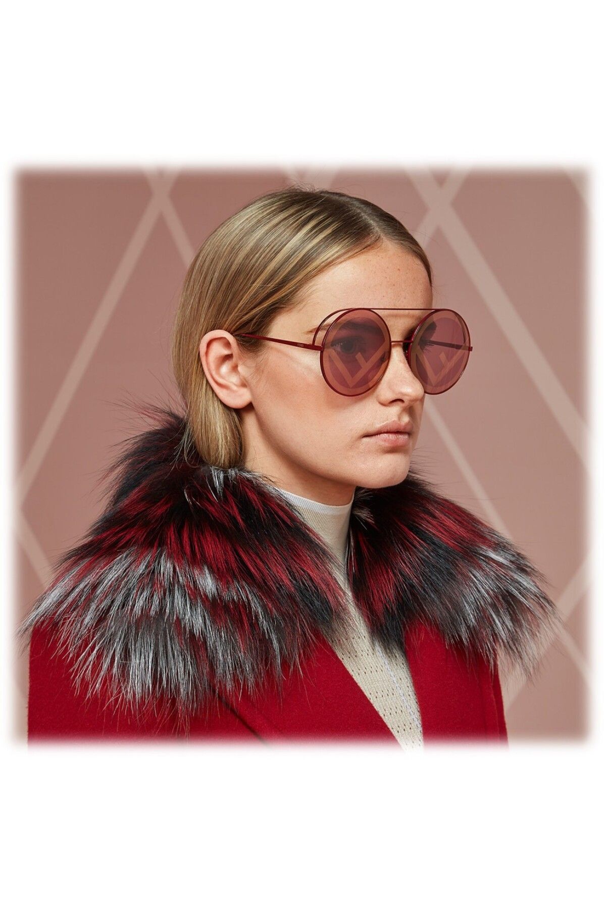 Fendi-نظارة شمسية نسائية Run Away FF 0285/S P68 63 7Y باللون الأسود الكرزي 4