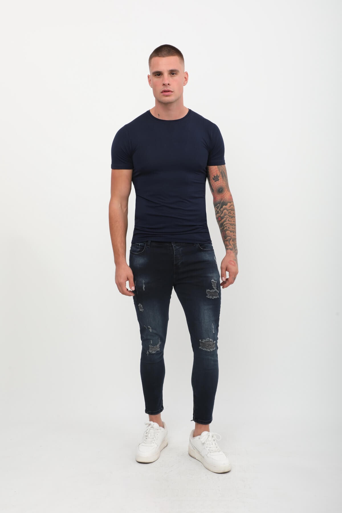 Men's Skinny Fit Destroy Navy