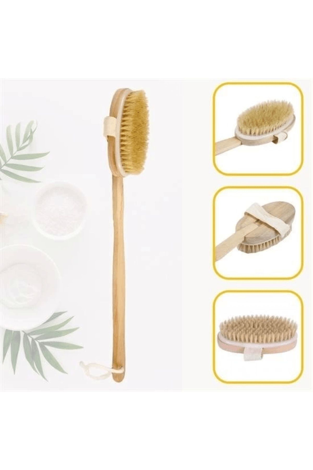 feifei Doğal At Kılı Selülit Karşıtı Sapı Çıkabilen Ahşap Banyo Fırçası ( Lisinya )