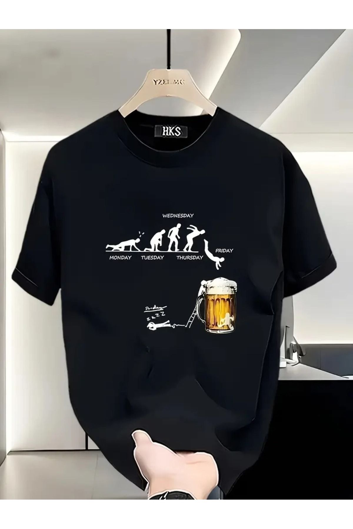JoneBase Unisex Günler Bardak Baskılı Oversize  %100 Pamuk T-shirt