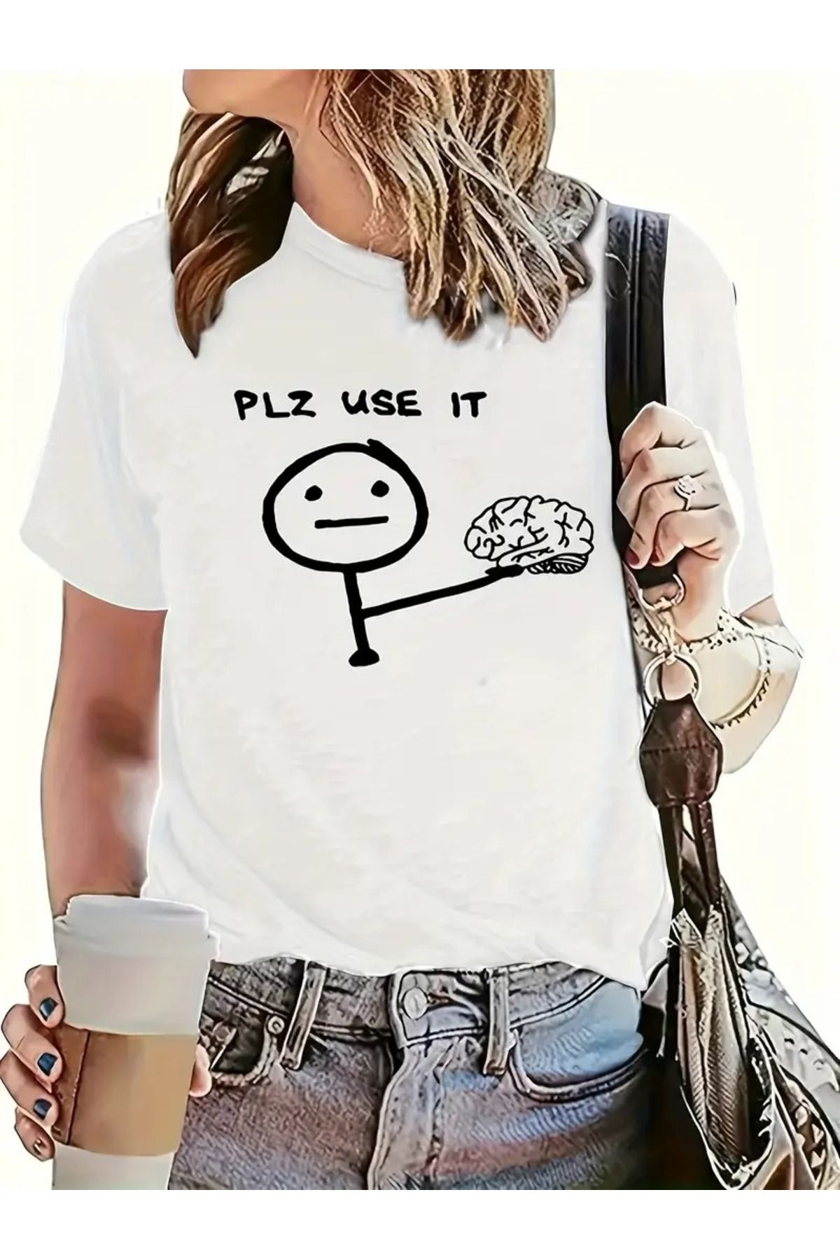 JoneBase Unisex Please Use it Baskılı Oversize  %100 Pamuk T-shirt