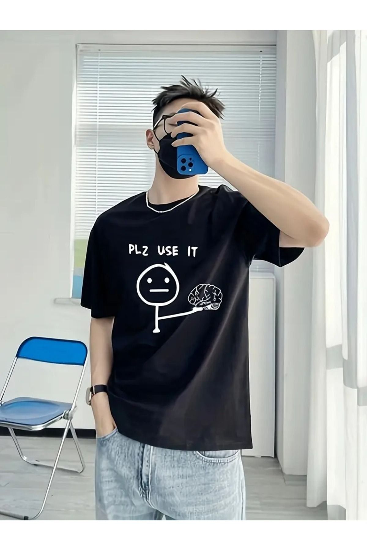 JoneBase Unisex Please Use it Baskılı Oversize  %100 Pamuk T-shirt