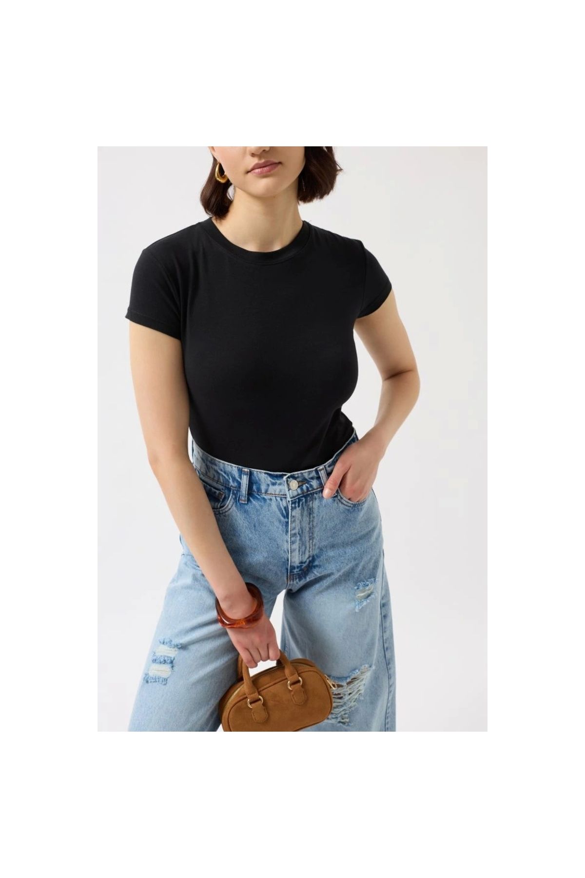 xpetrana - Likralı Basic TShirt
