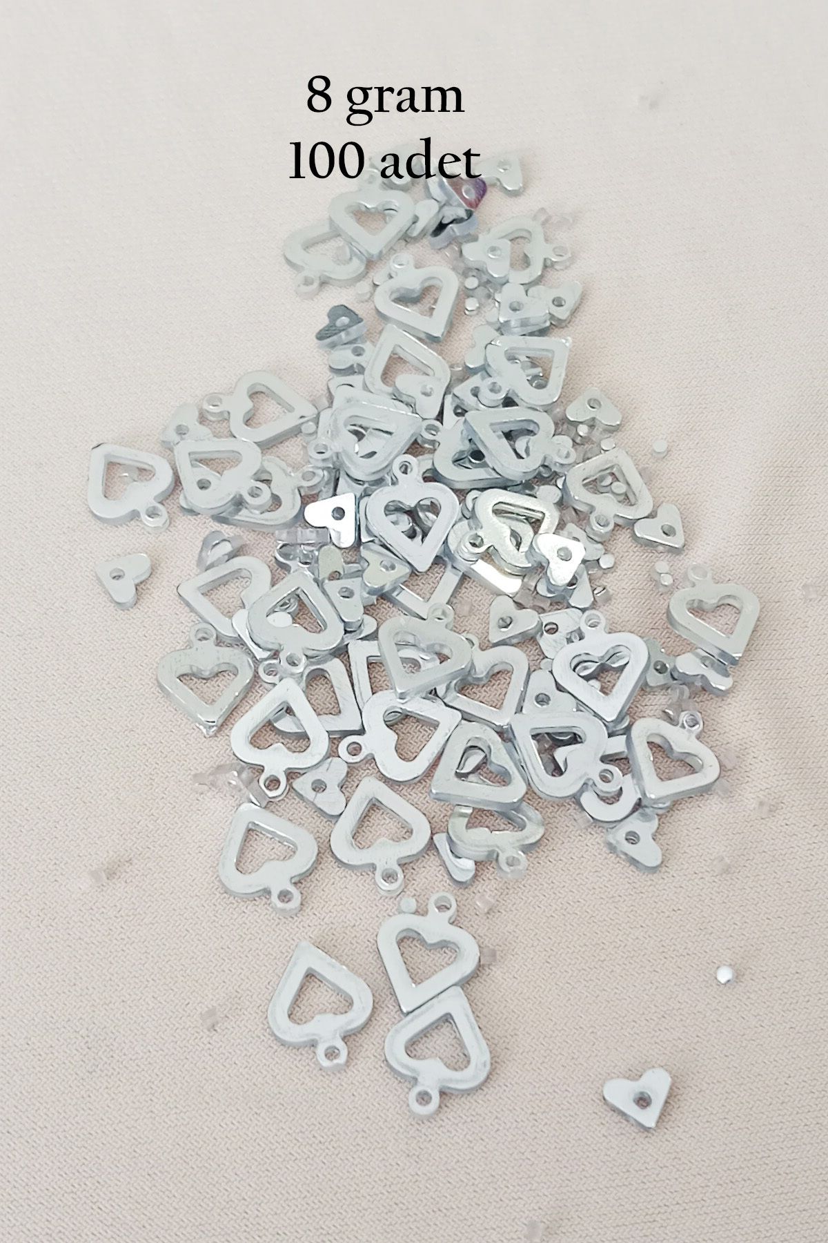 Mu Art Oya Abiye Bileklik Kolye Pleksi Metalik Plastik Pul Gümüş Renk 8 Gram 100 Adet - Bnc511