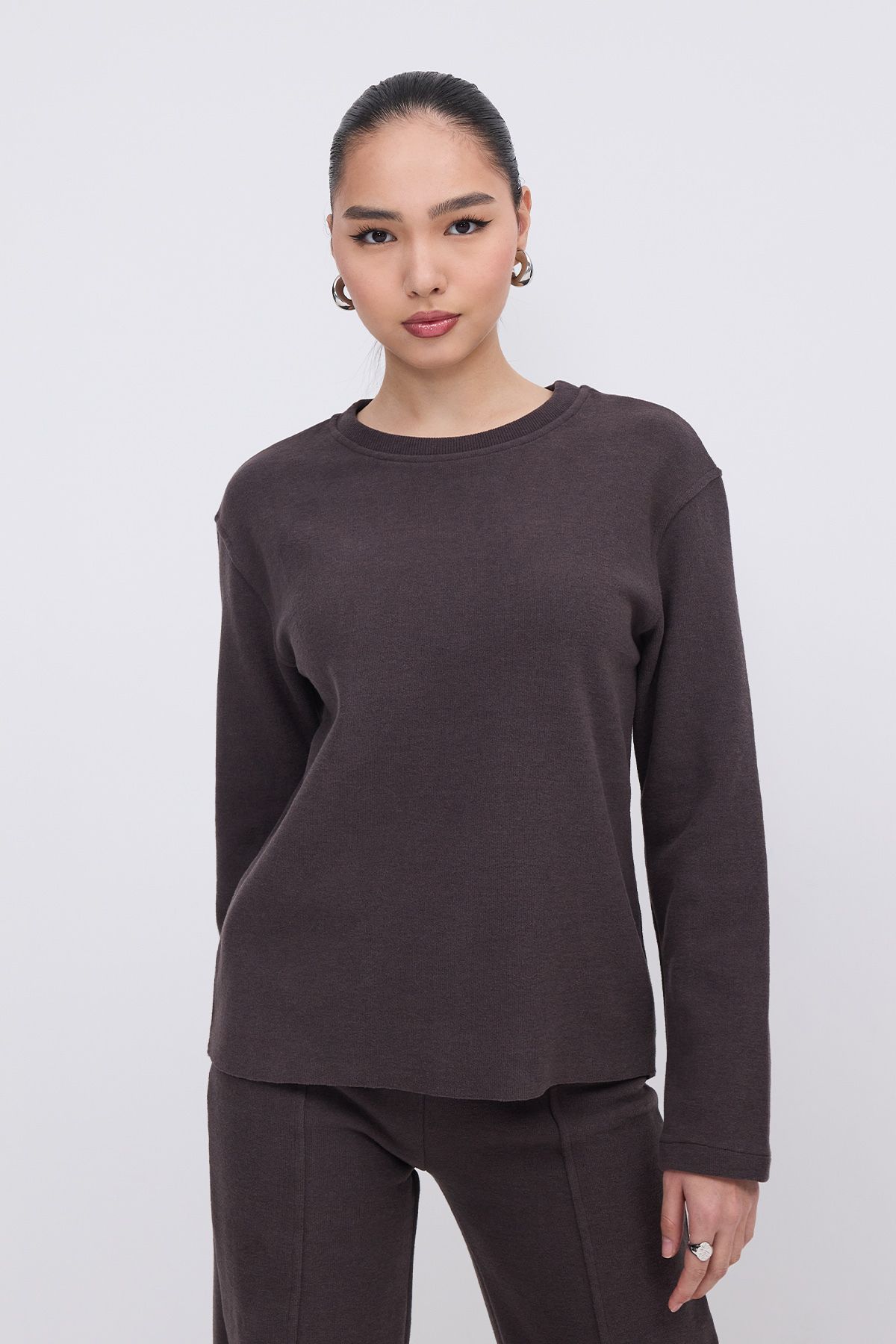 Addax-Front Seam Detailed Bottom Top Set Tkm8432-E3 3