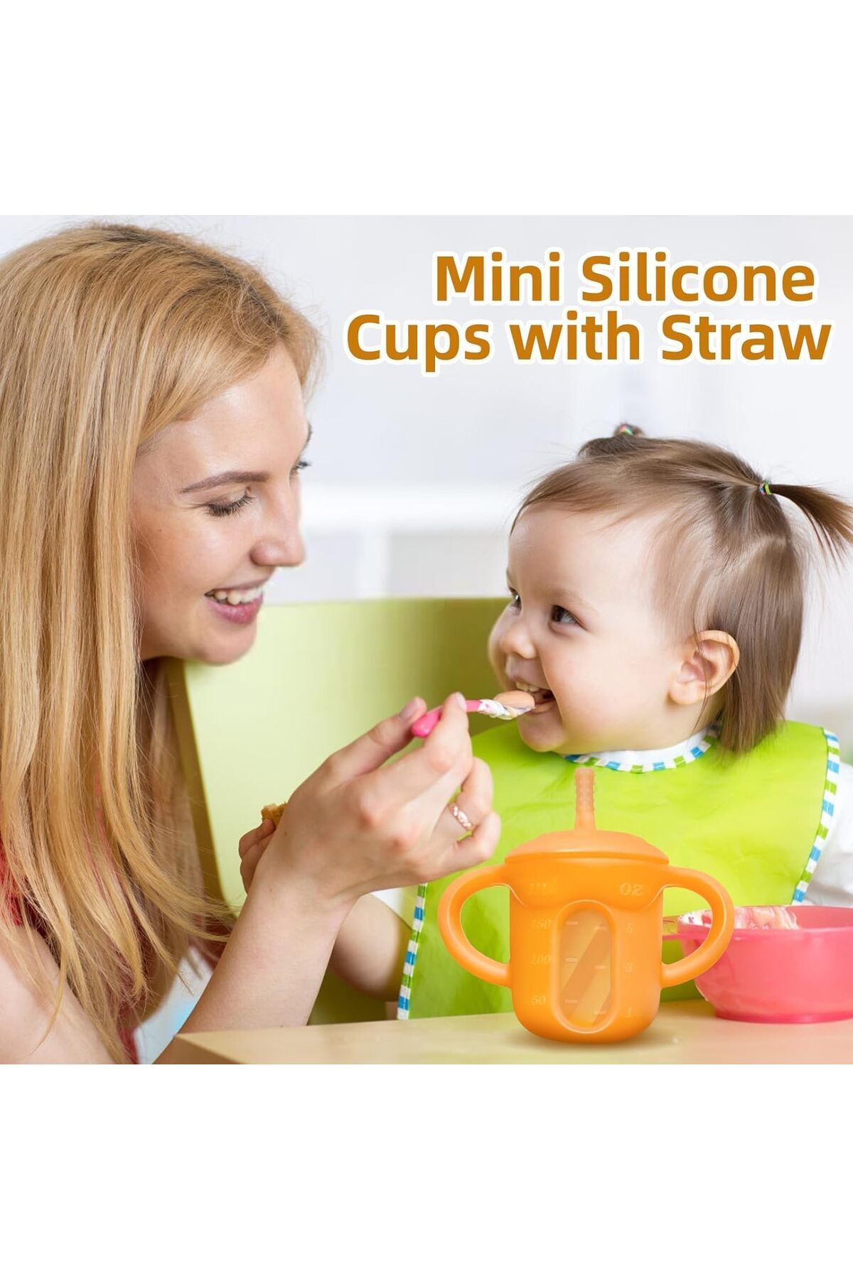 COOYA-Silicone Straw Cup with Straw, Lid and Built-in Dimensions, Weaning Open Cup, for Infants(6 Months+) 7
